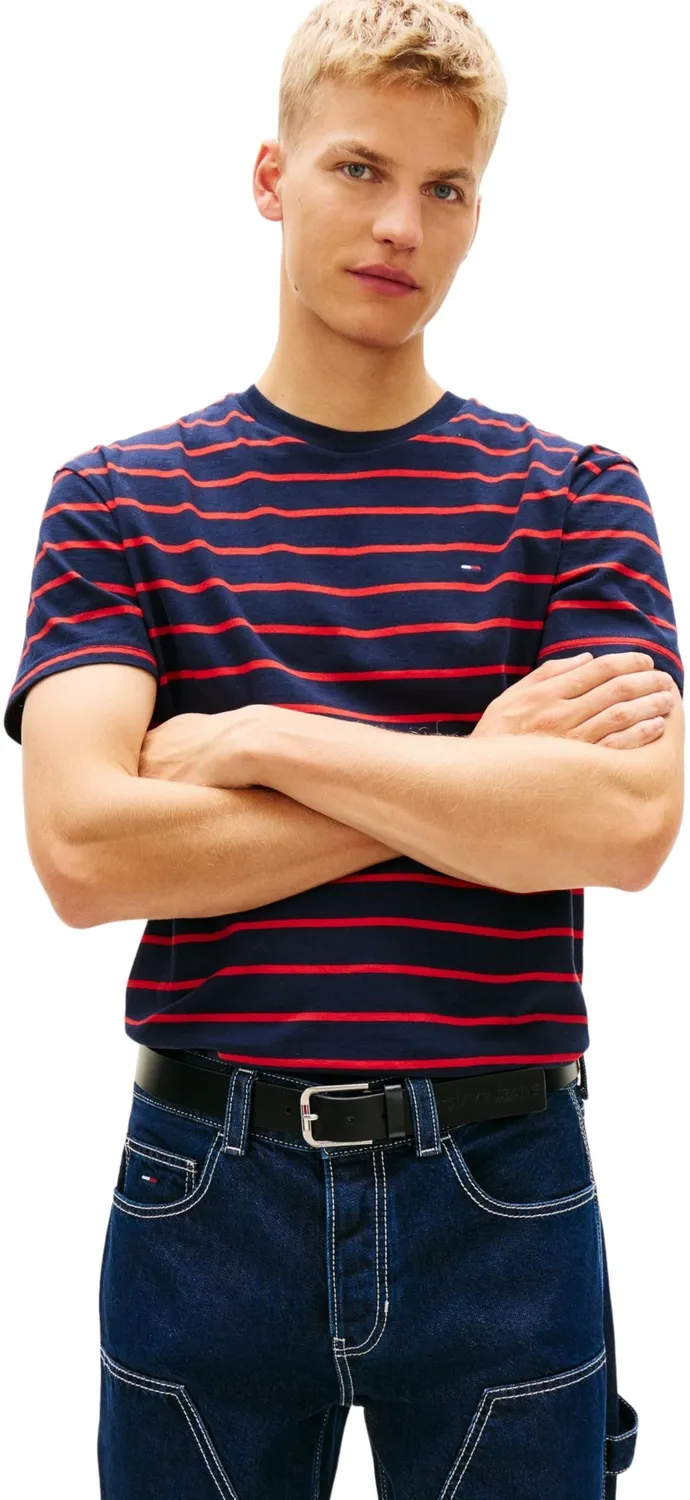 Tommy Jeans TJM Reg Stripe DM0DM22544 T-Shirt Gr.L gestreift
