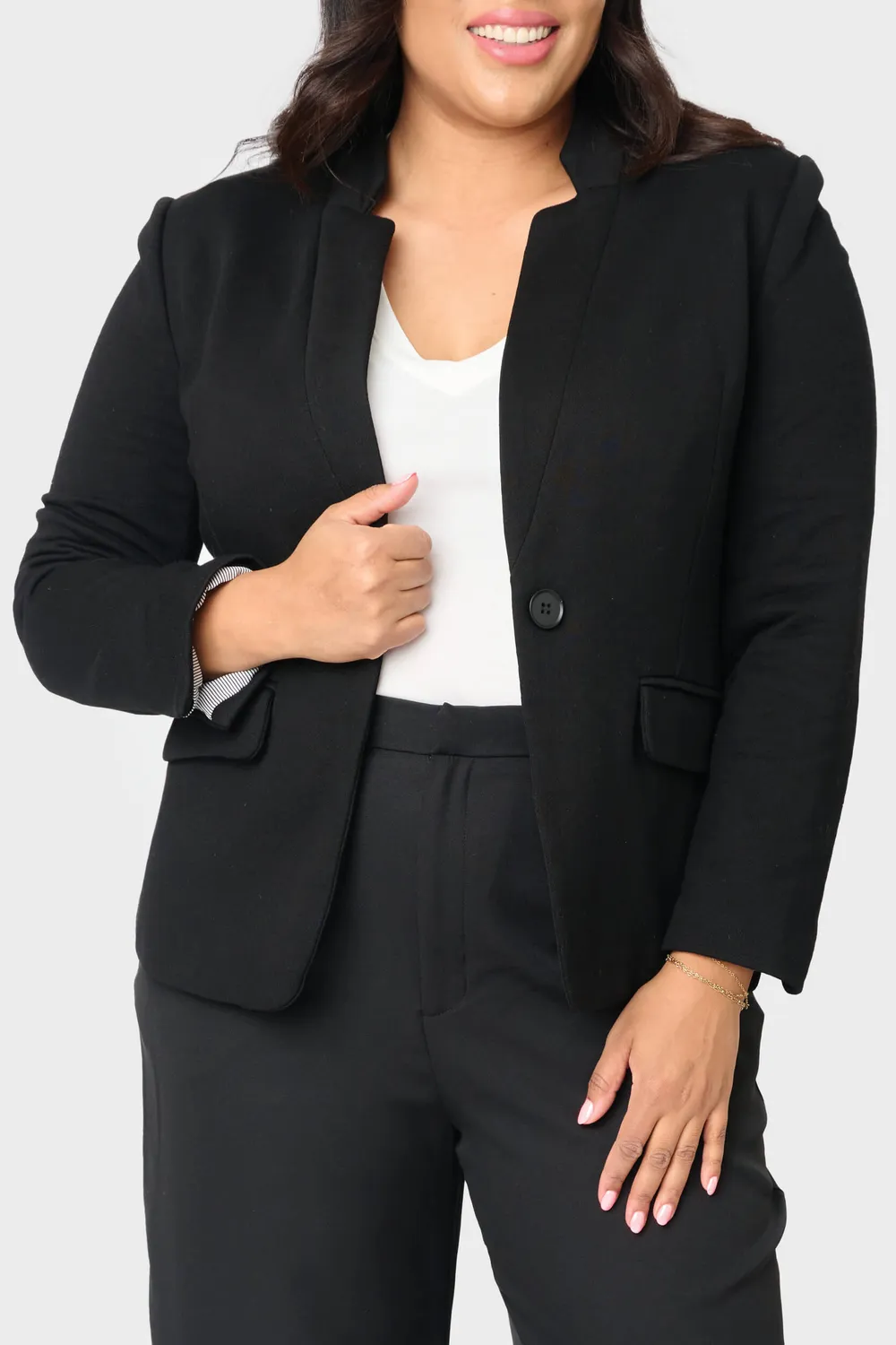 Gibsonlook Notch Collar Blazer Schwarz Strick 65cm