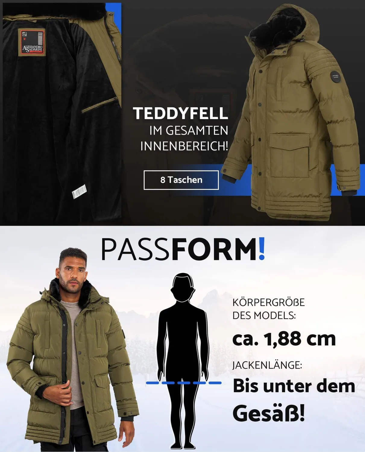 Alessandro Salvarini AS-285 Winterjacke XXL wasserabweisend