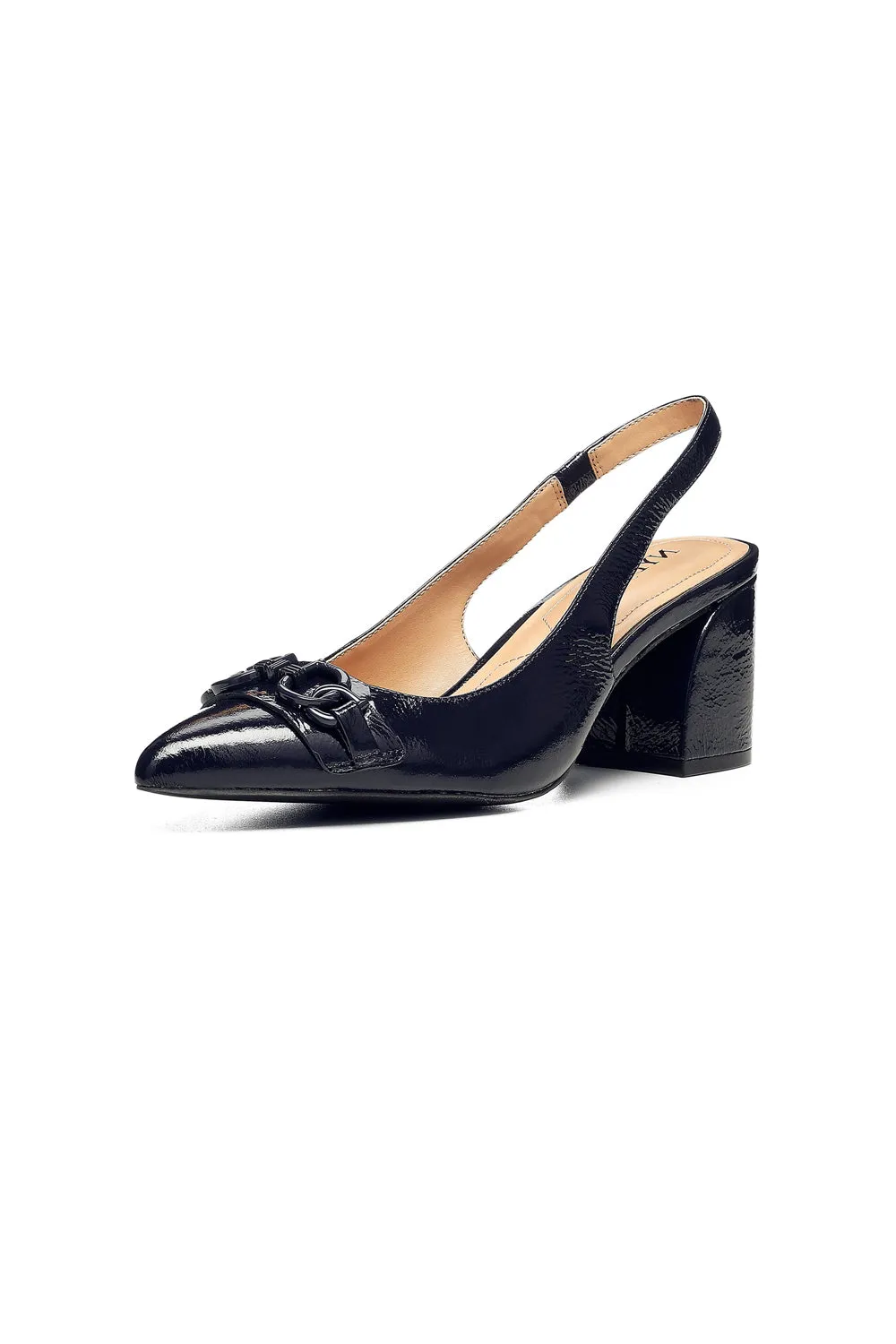 NYDJ Sanya Slingback Pumps Navy Blockabsatz Lack