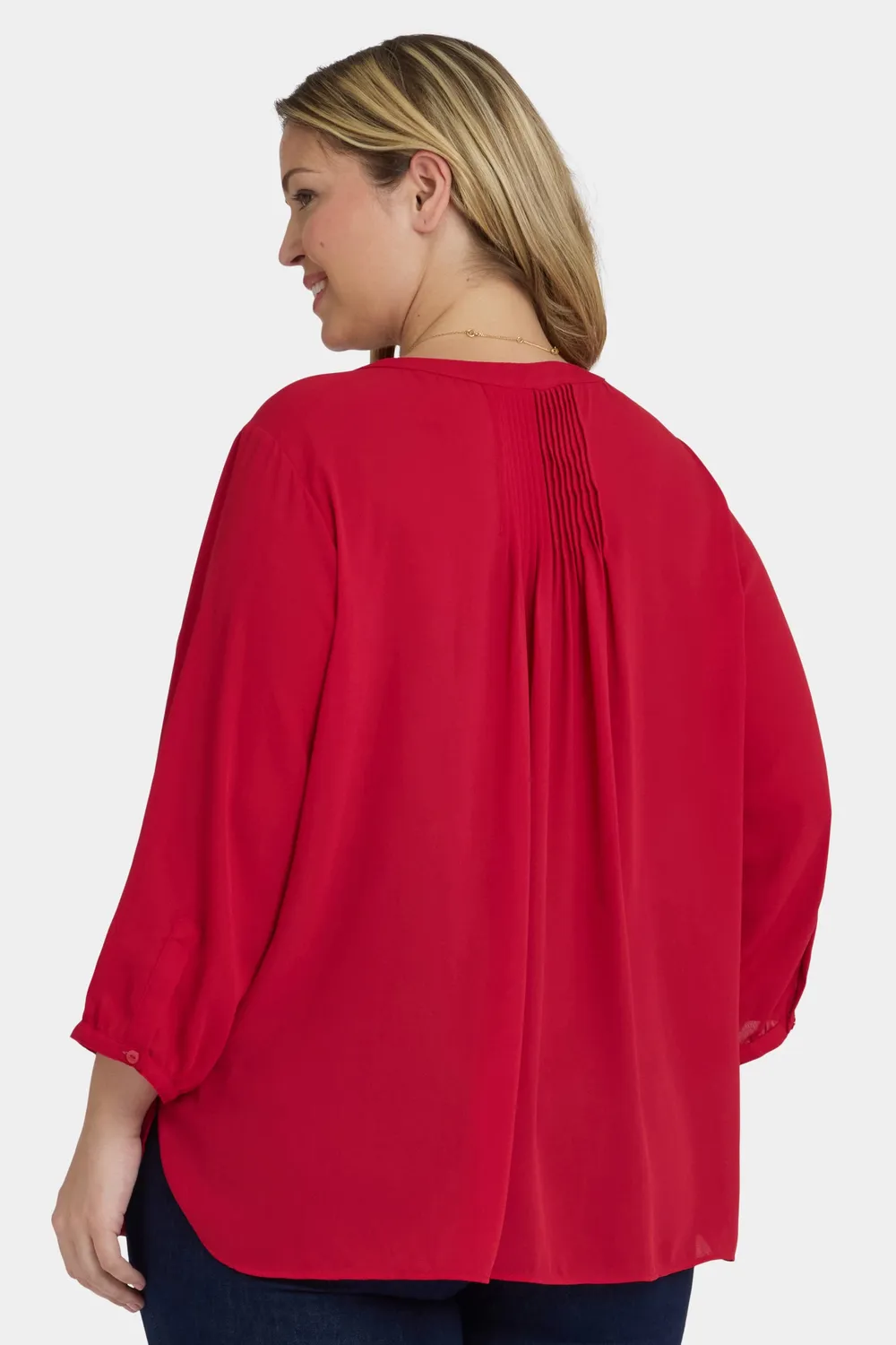 NYDJ Pintuck Plus Size Bluse Carnelian Rot 3/4-Arm