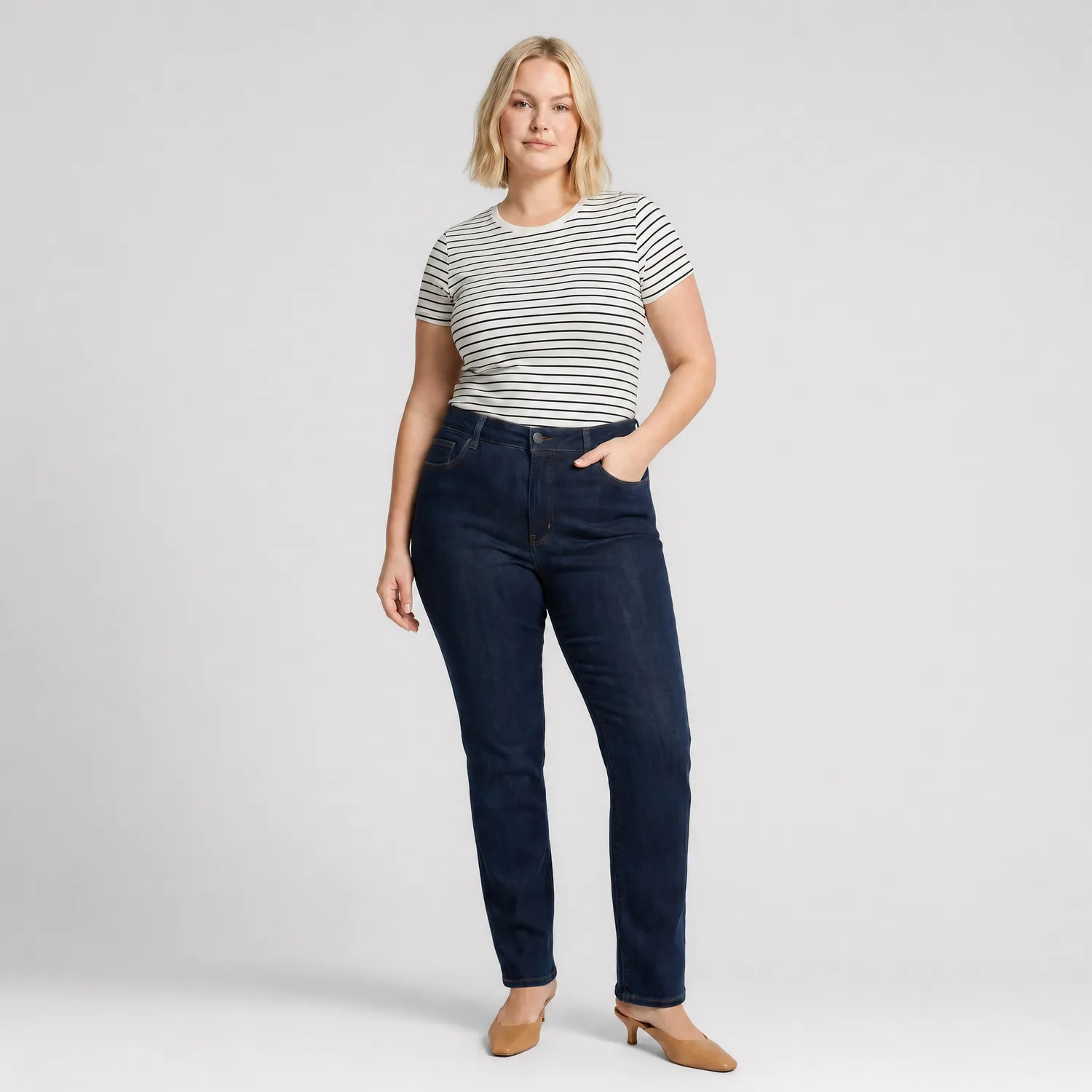 NYDJ Marilyn Straight Plus Jeans Rinse blau gerades Bein
