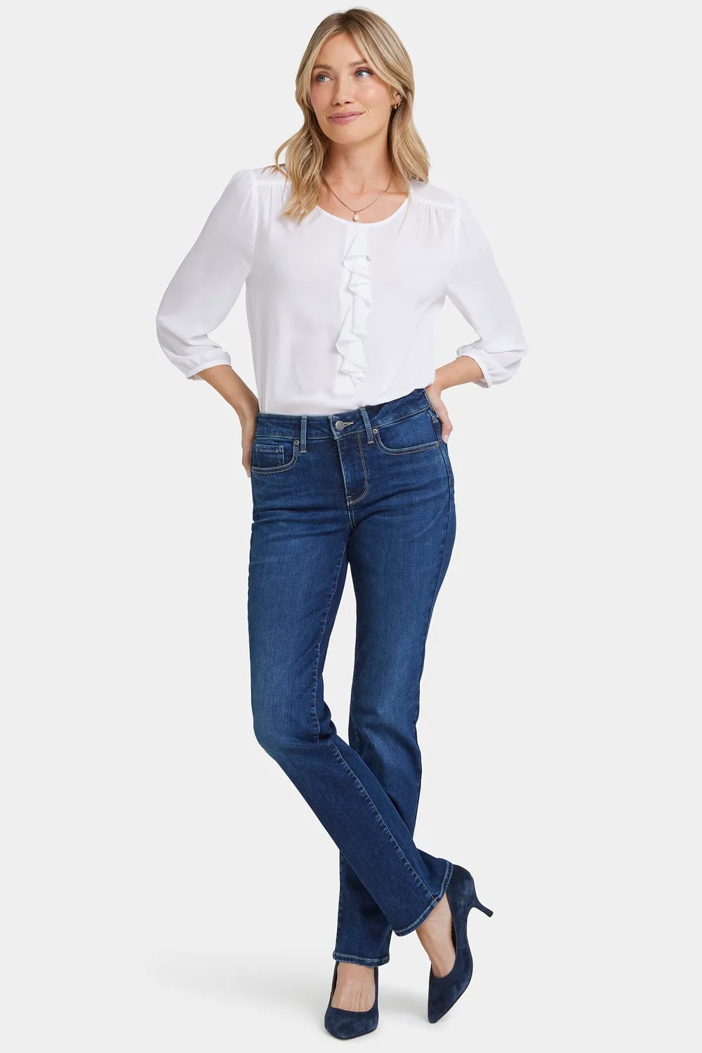 NYDJ Marilyn Straight Petite Jeans Jordan blau kurz