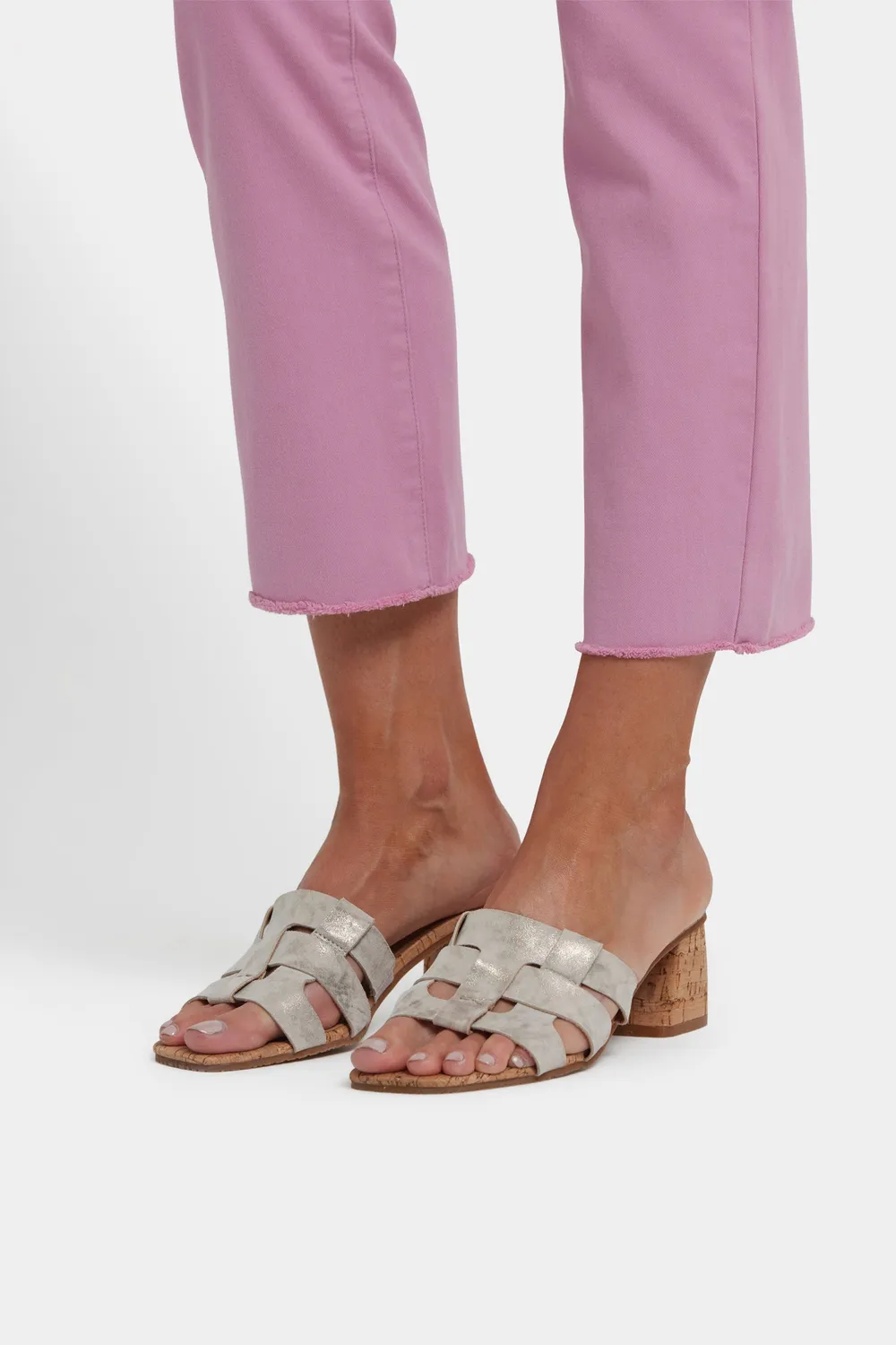 NYDJ Sheri Slim Ankle Jeans Rosa Fransensaum