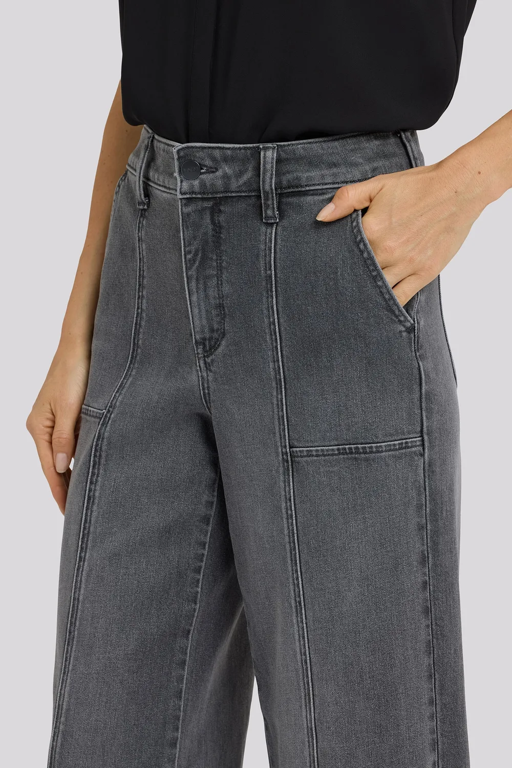 NYDJ Simone Wide Leg Jeans Dusty Ash Grau weites Bein