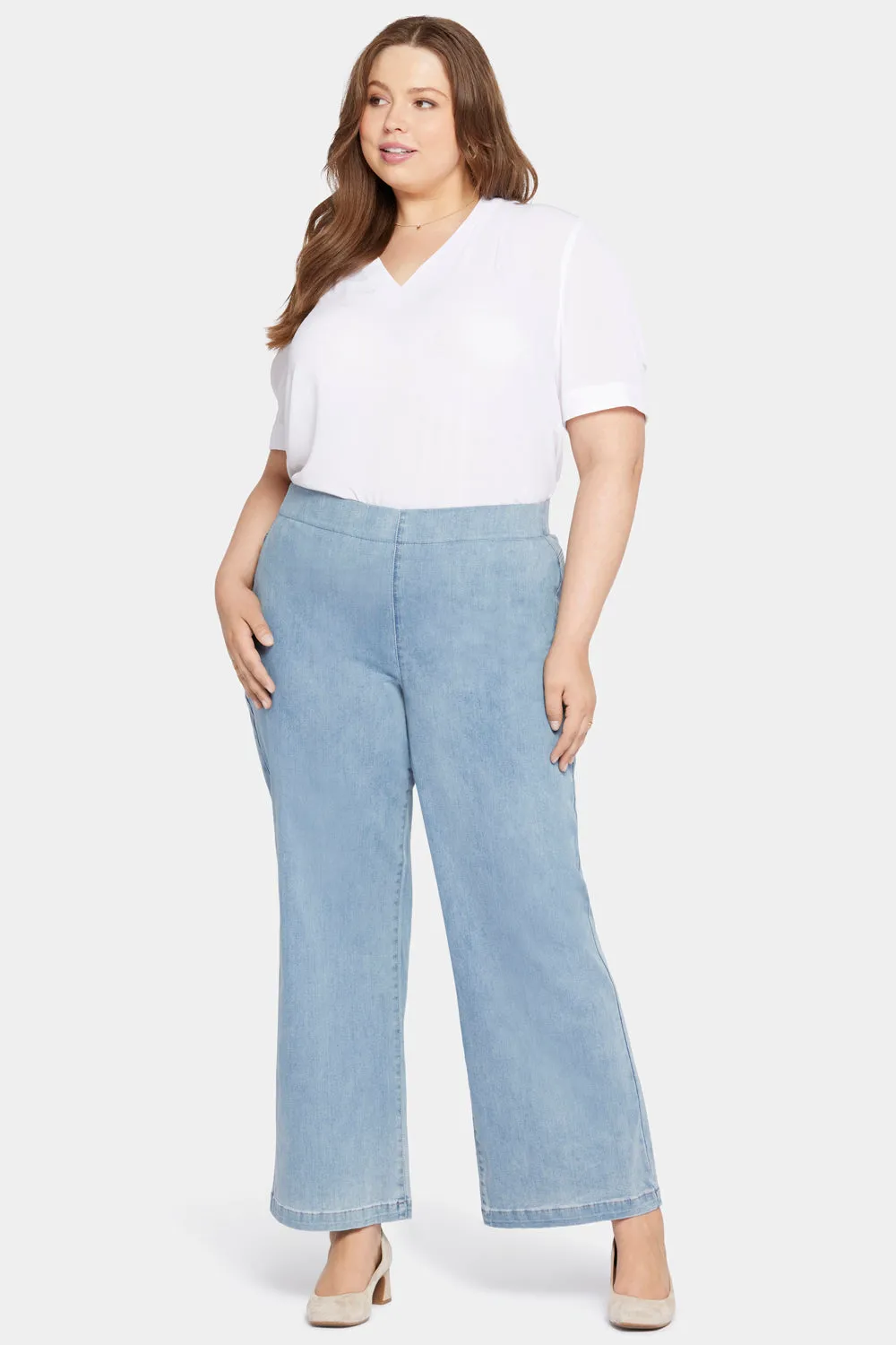 NYDJ Teresa Wide Leg Pull-On Jeans Crystalline Plus