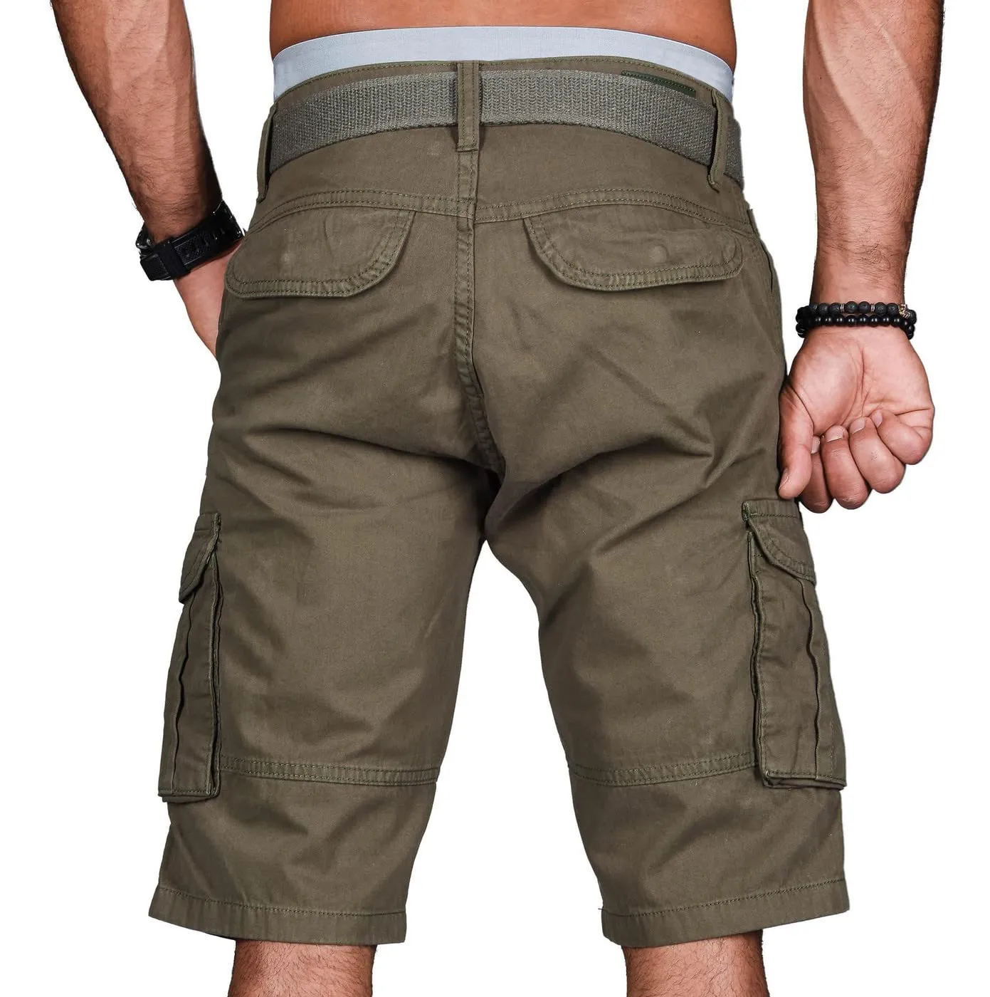 Alessandro Salvarini Cargo Shorts AS-037 Beige mit Gürtel