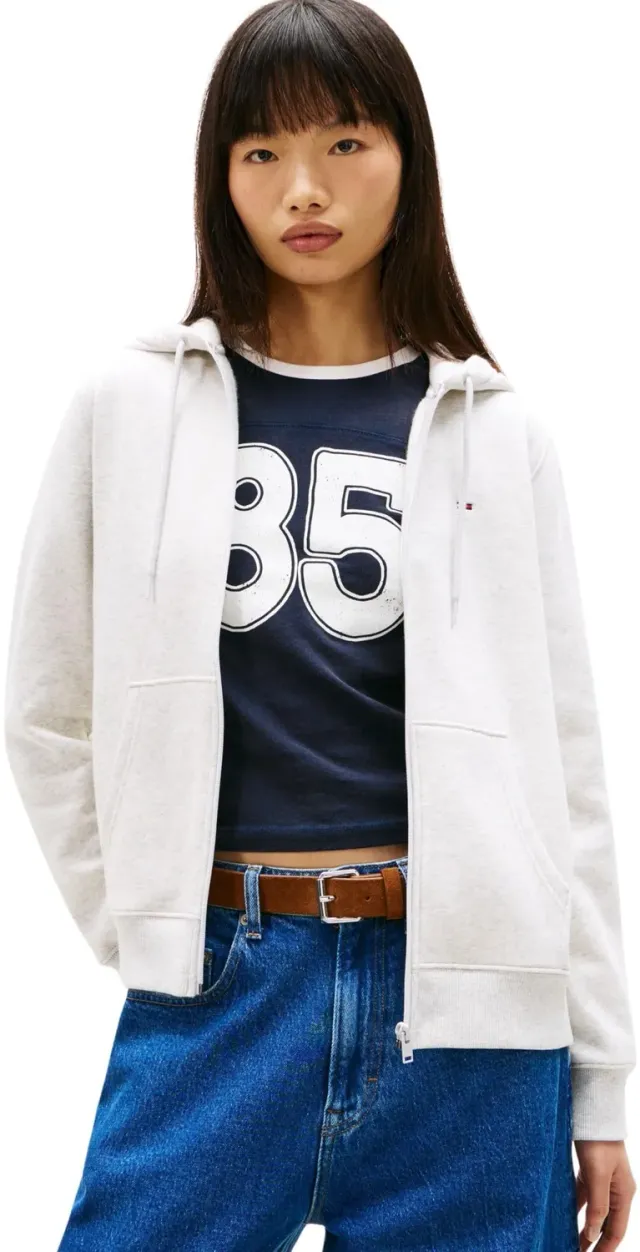 Tommy Jeans Zip Thru Hoodie Damen Kapuzenjacke Ecru