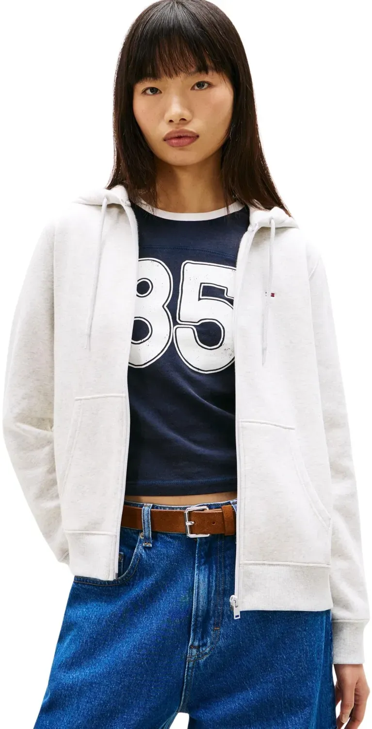 Tommy Jeans Zip Thru Hoodie Damen Kapuzenjacke Ecru