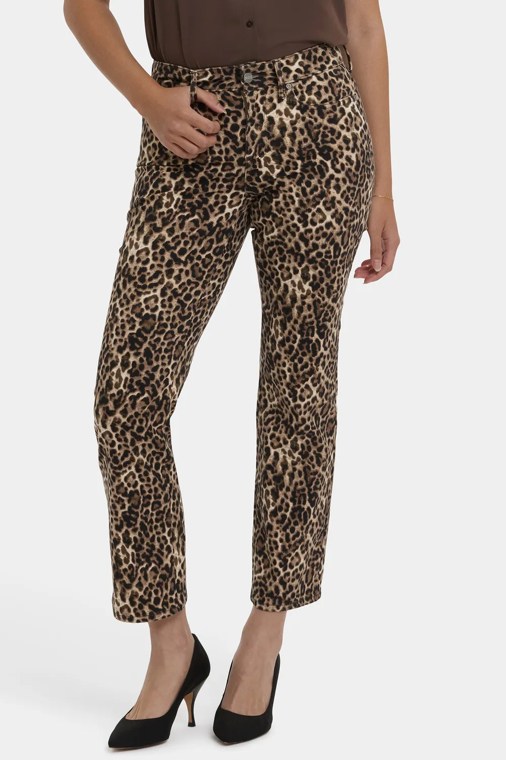 NYDJ Marilyn Straight Ankle Jeans Savanna Leo-Print