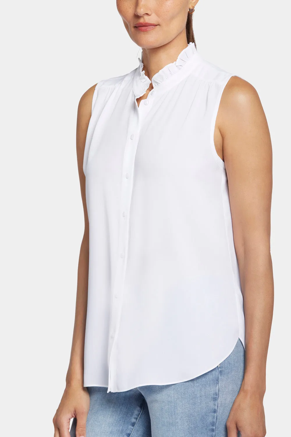 NYDJ Rüschen Bluse ärmellos Optic White Weiß