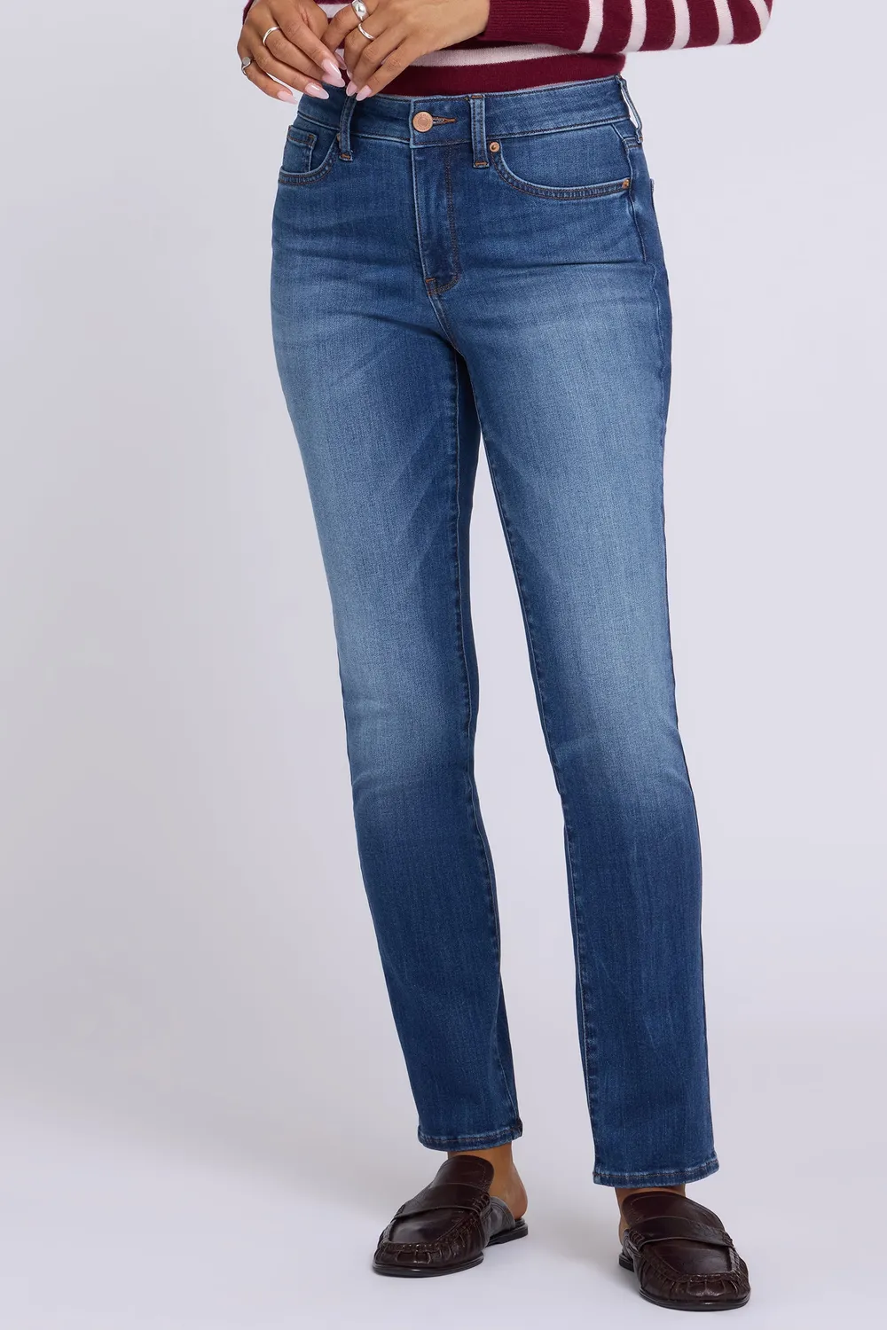 NYDJ Sheri Slim Straight Jeans Elm Petite schmal