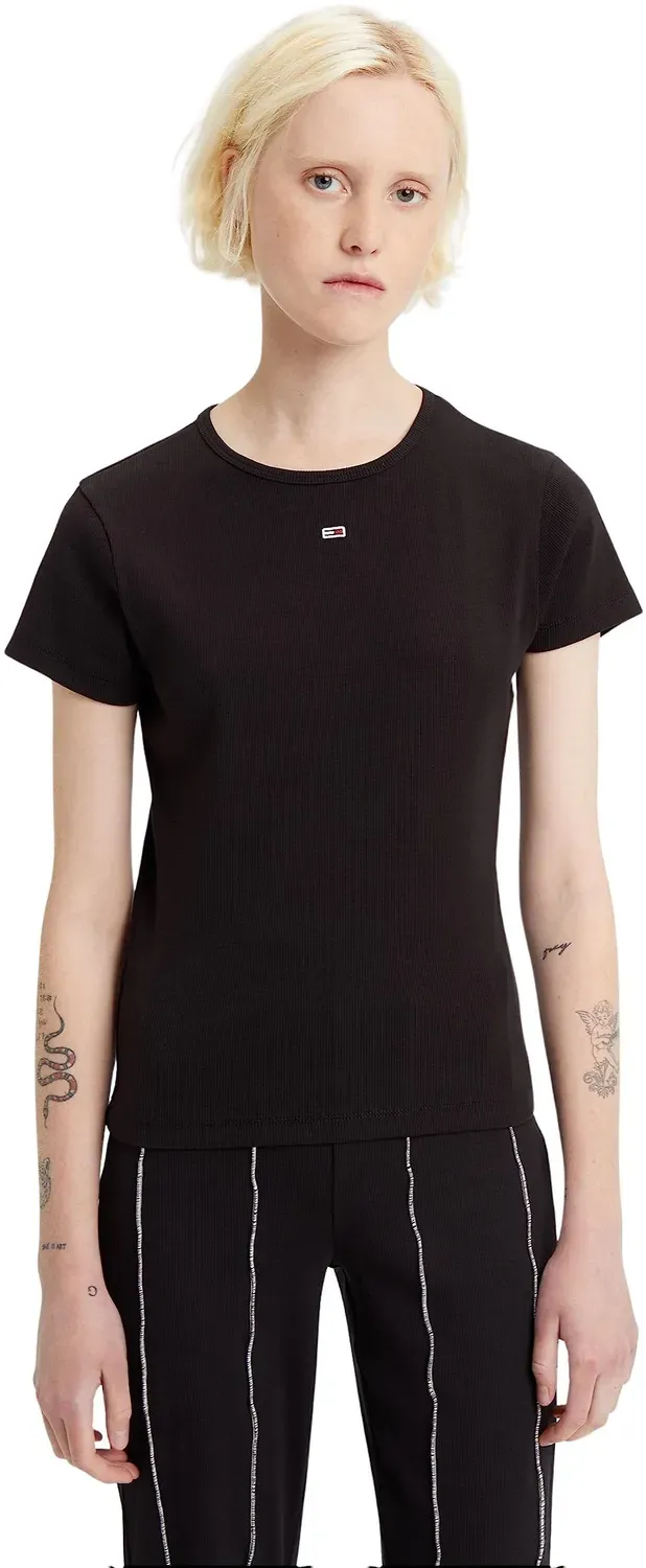 Tommy Jeans Essential Rib T-Shirt Damen M gerippt