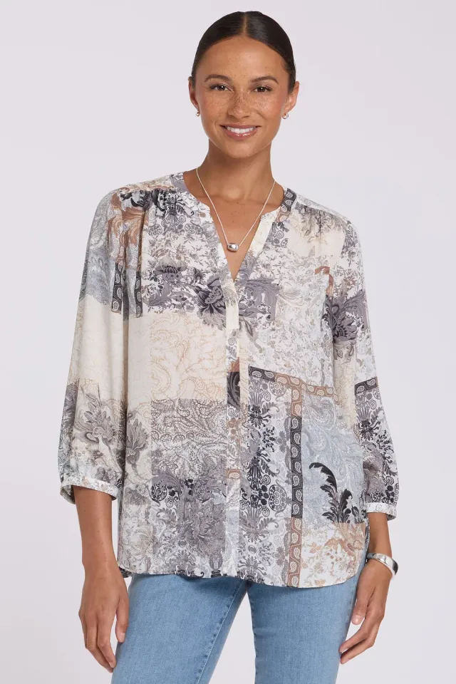 NYDJ Pintuck Bluse Saint-Yon grau