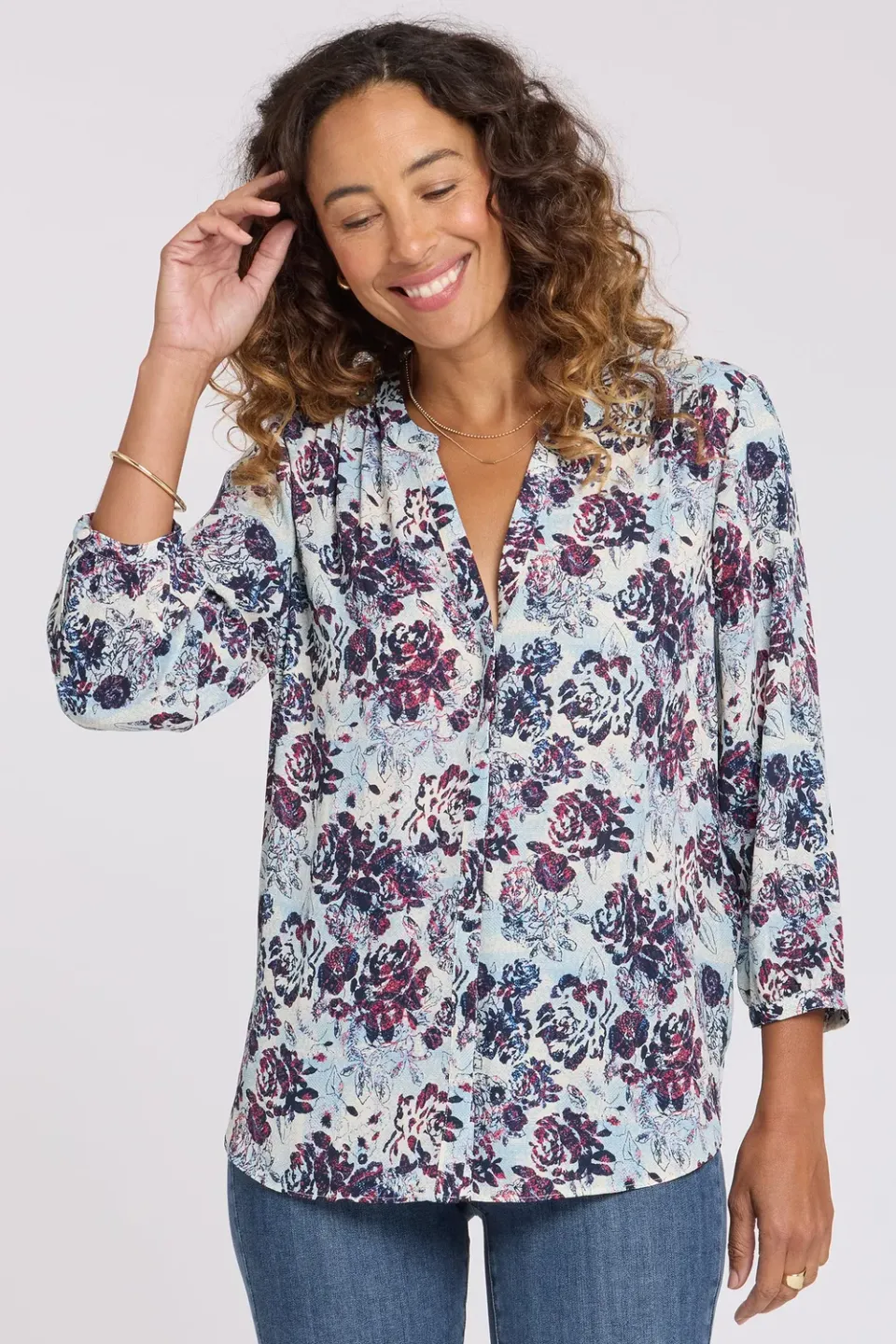 NYDJ Pintuck Bluse Ballad Abloom