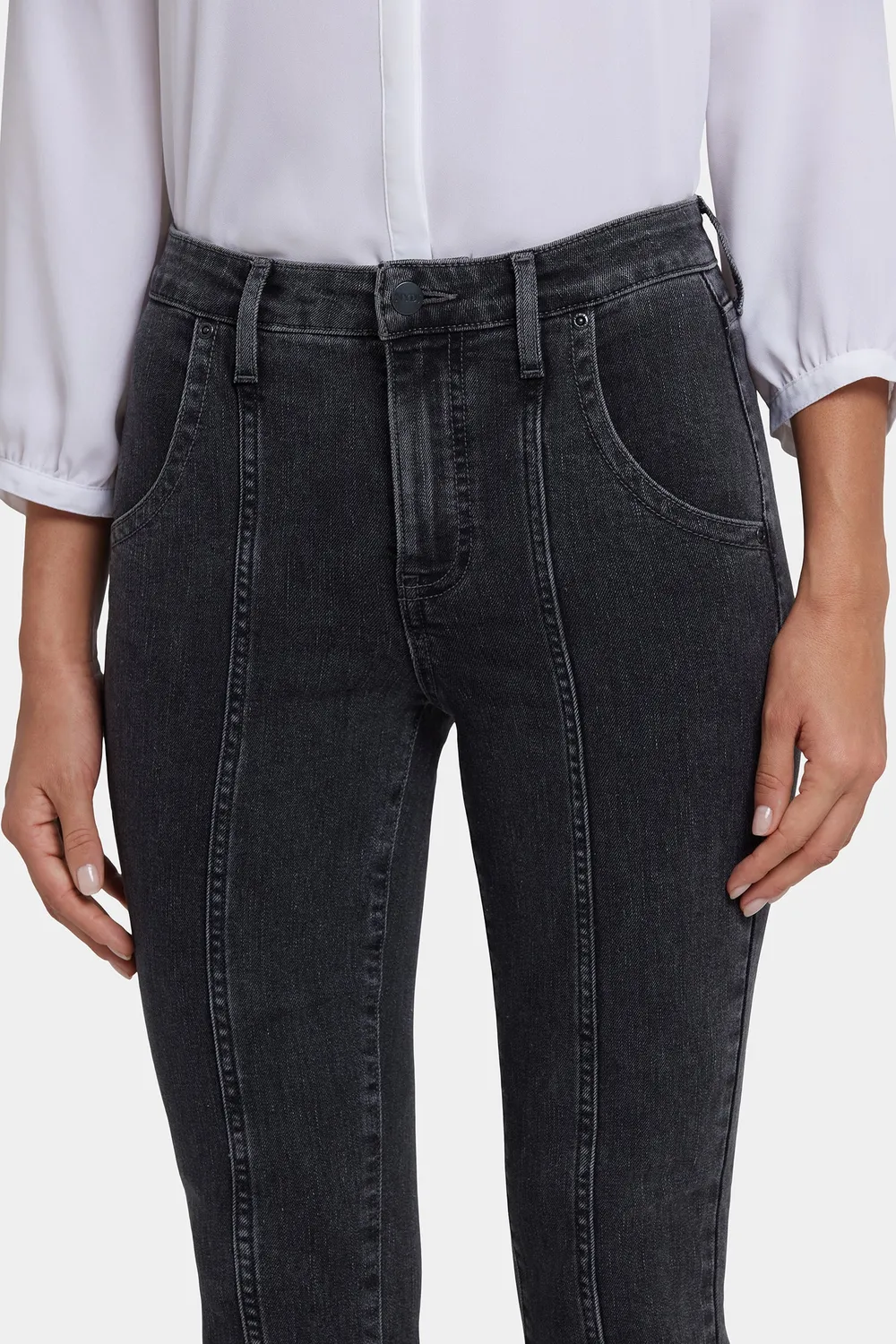 NYDJ Billie Mini Bootcut Jeans Slate Stone Petite grau
