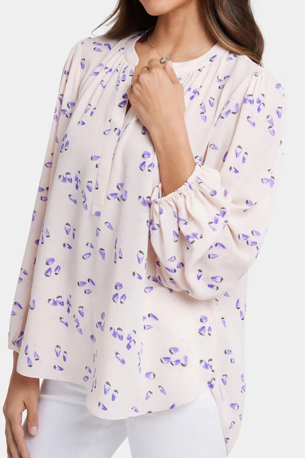 NYDJ Puff Sleeved Popover Bluse Serra de Mar Puffärmel