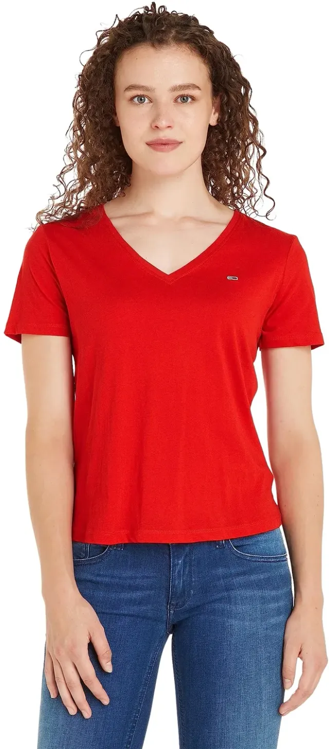 Tommy Jeans TJW Slim Soft V-Ausschnitt T-Shirt slim