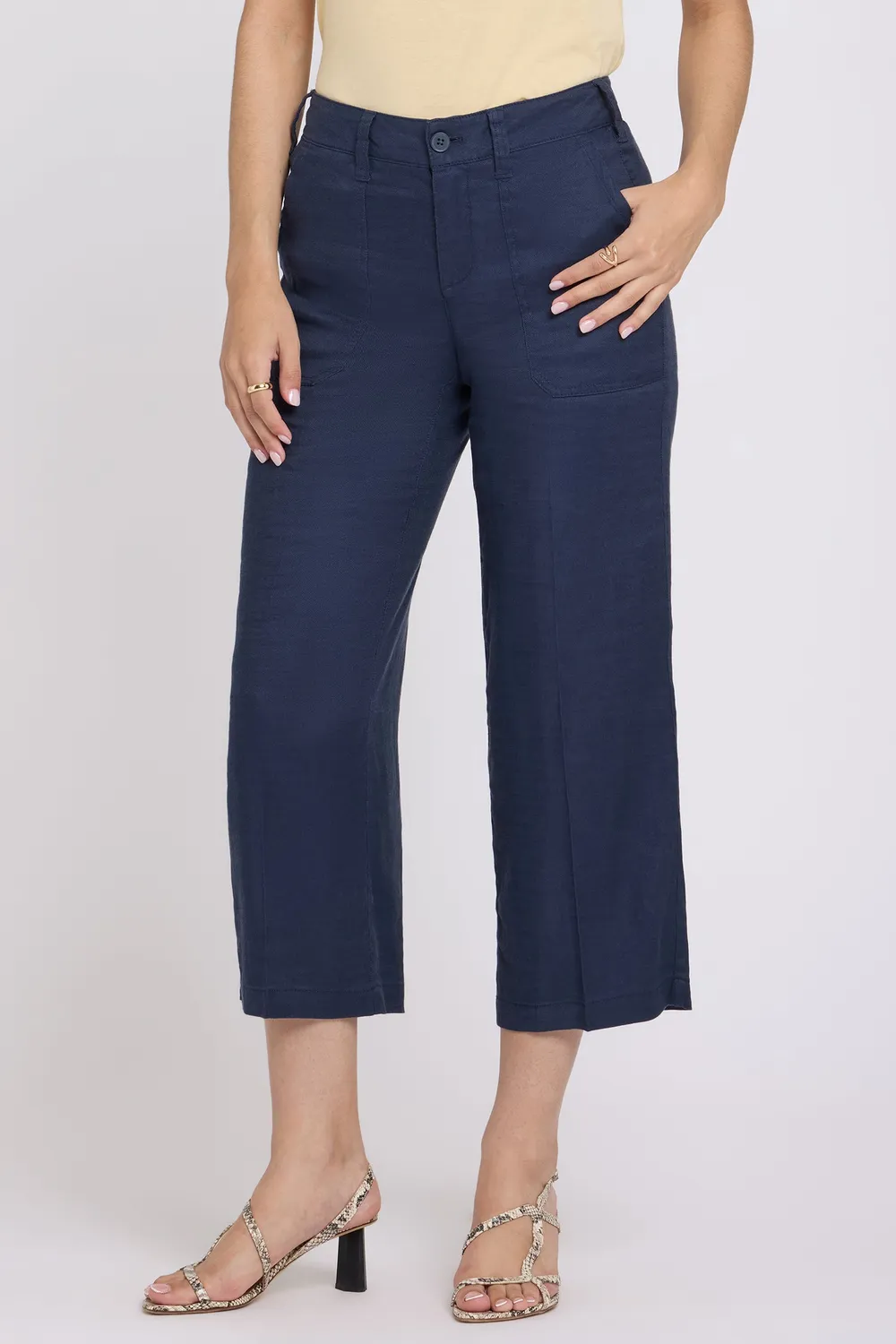 NYDJ Wide Leg Cargo Capri Hose Oxford Navy Leinen