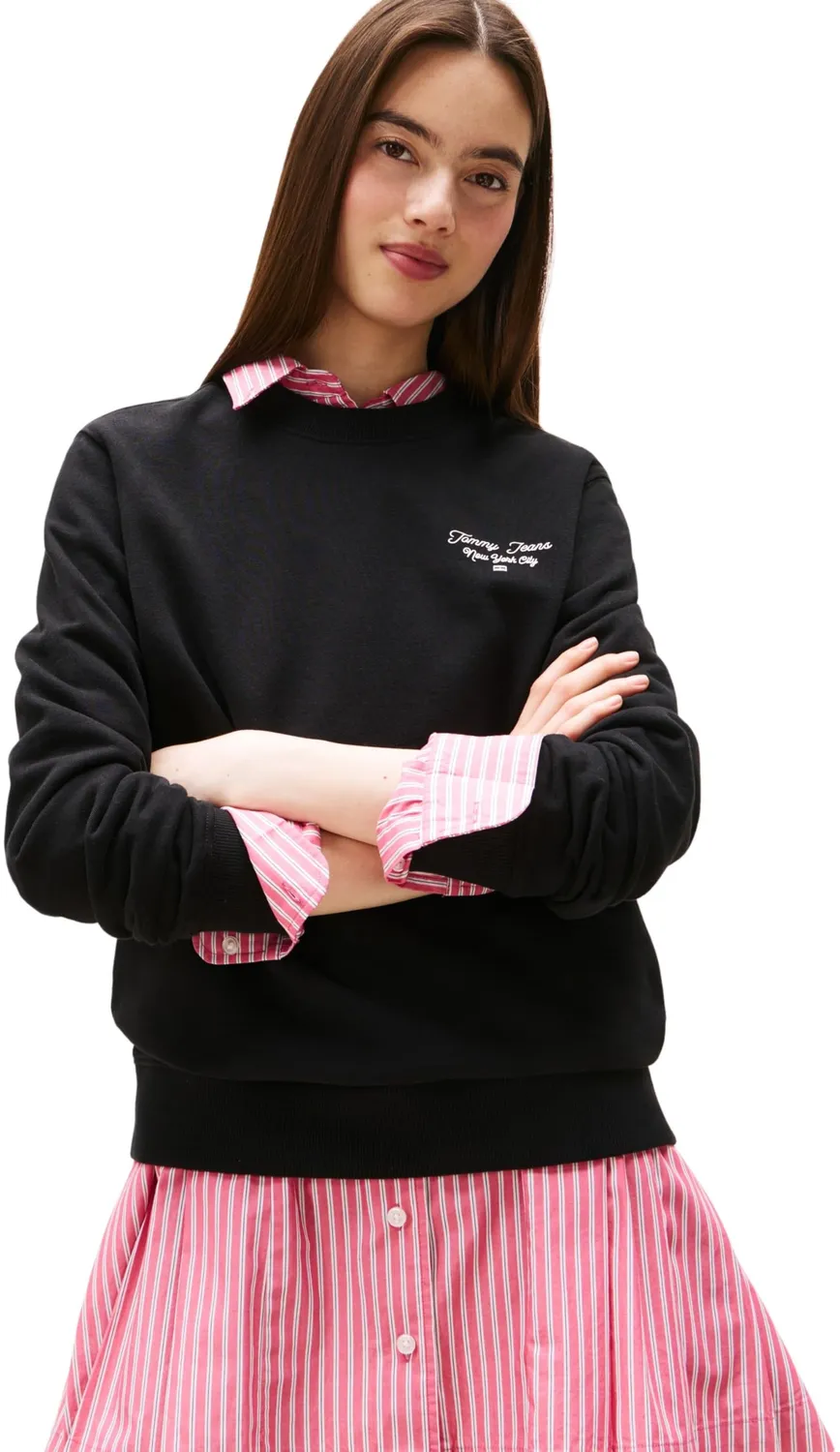 Tommy Jeans Reg ESS Logo Crew Sweatshirt DW0DW21960 Schwarz M