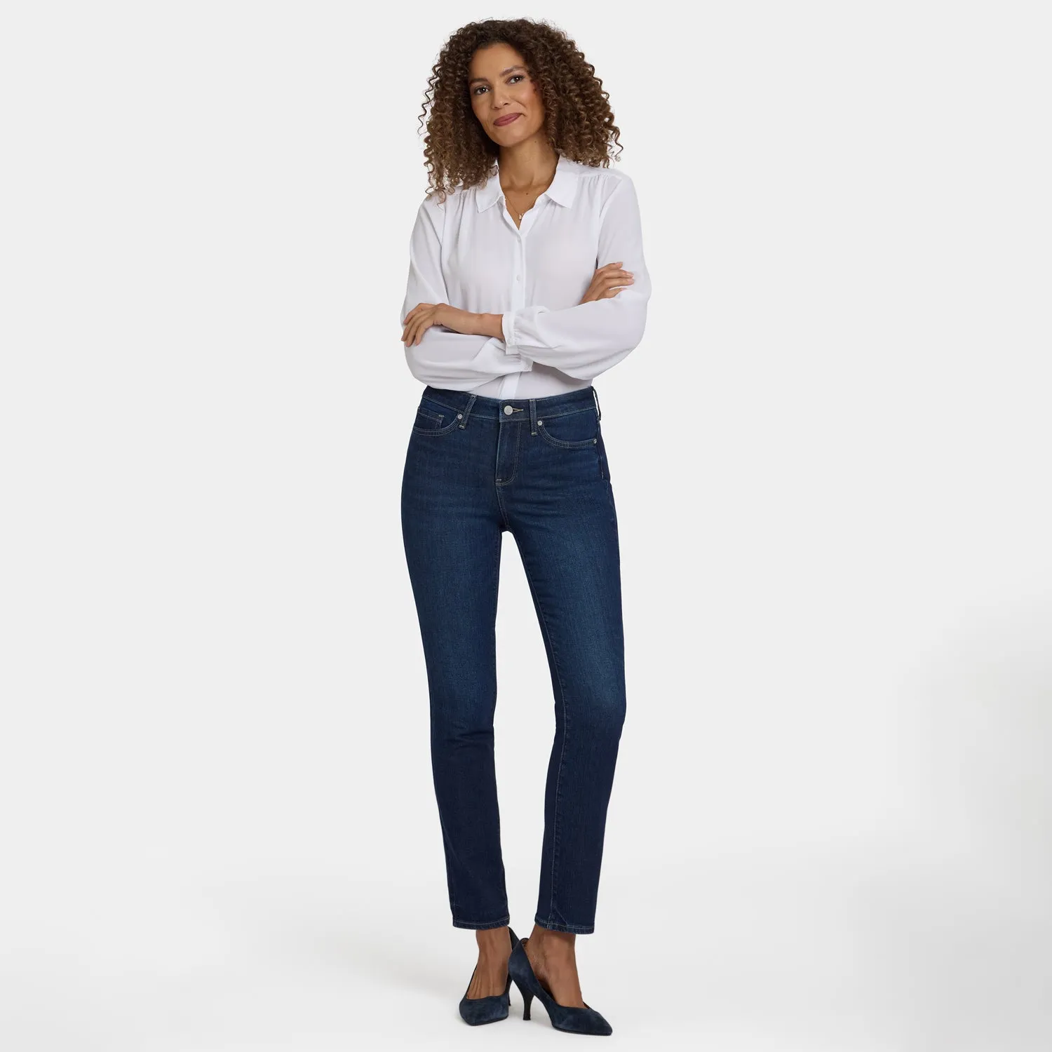 NYDJ Sheri Slim Petite Jeans Indigo Seine Pailletten