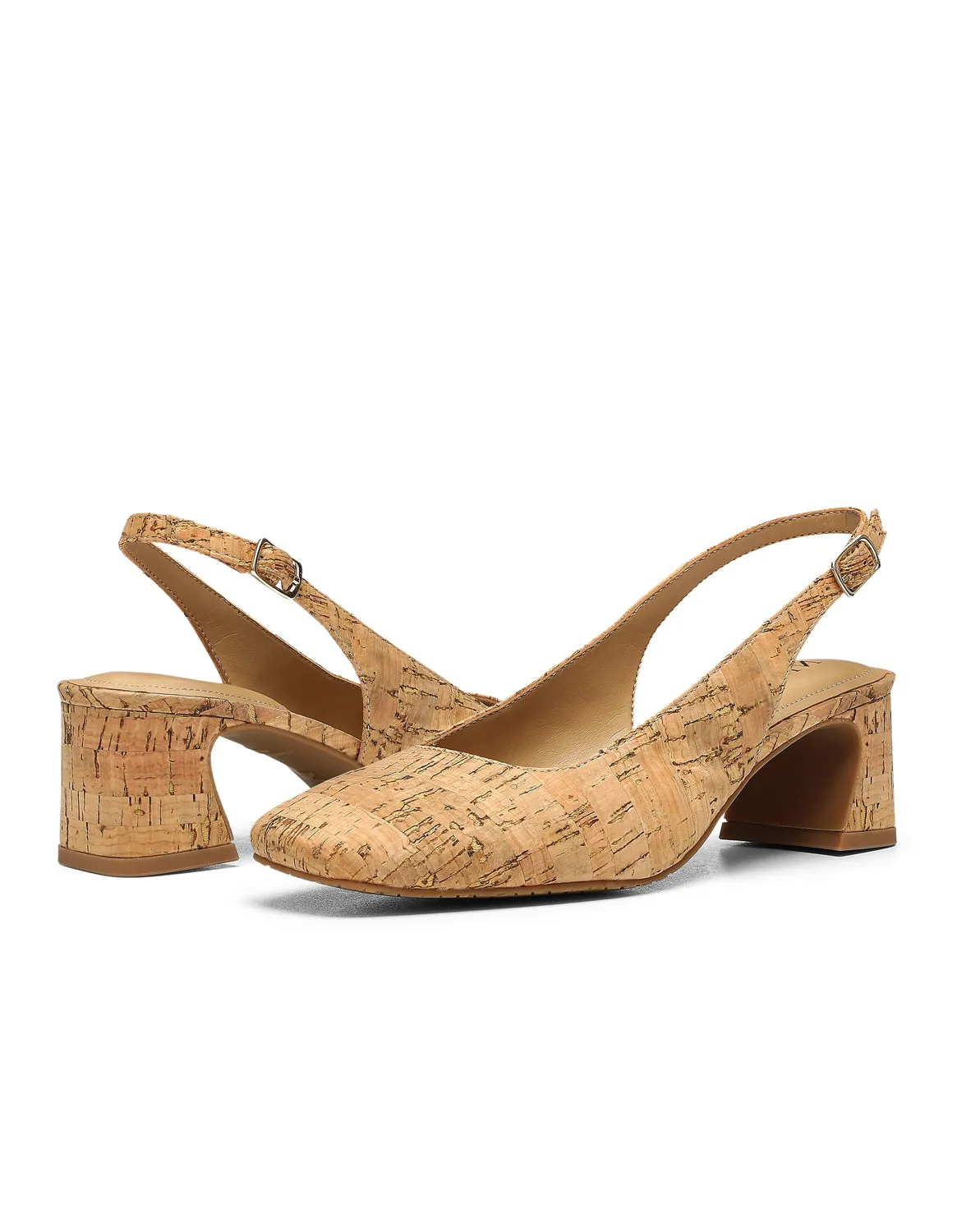 NYDJ Faelynn Slingpumps Natural Kork Absatz verstellbar