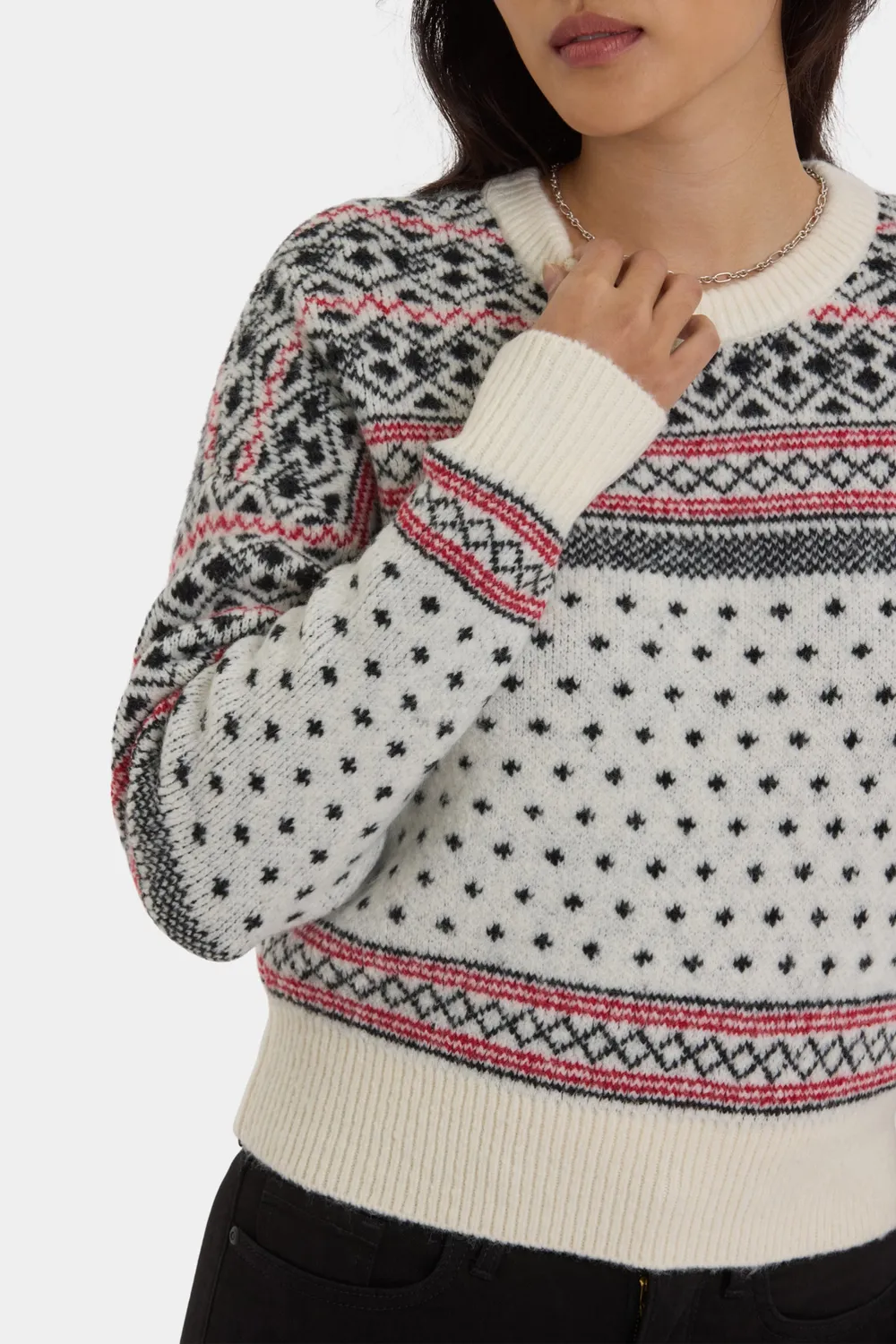 NYDJ Fairisle Pullover Ivory Black