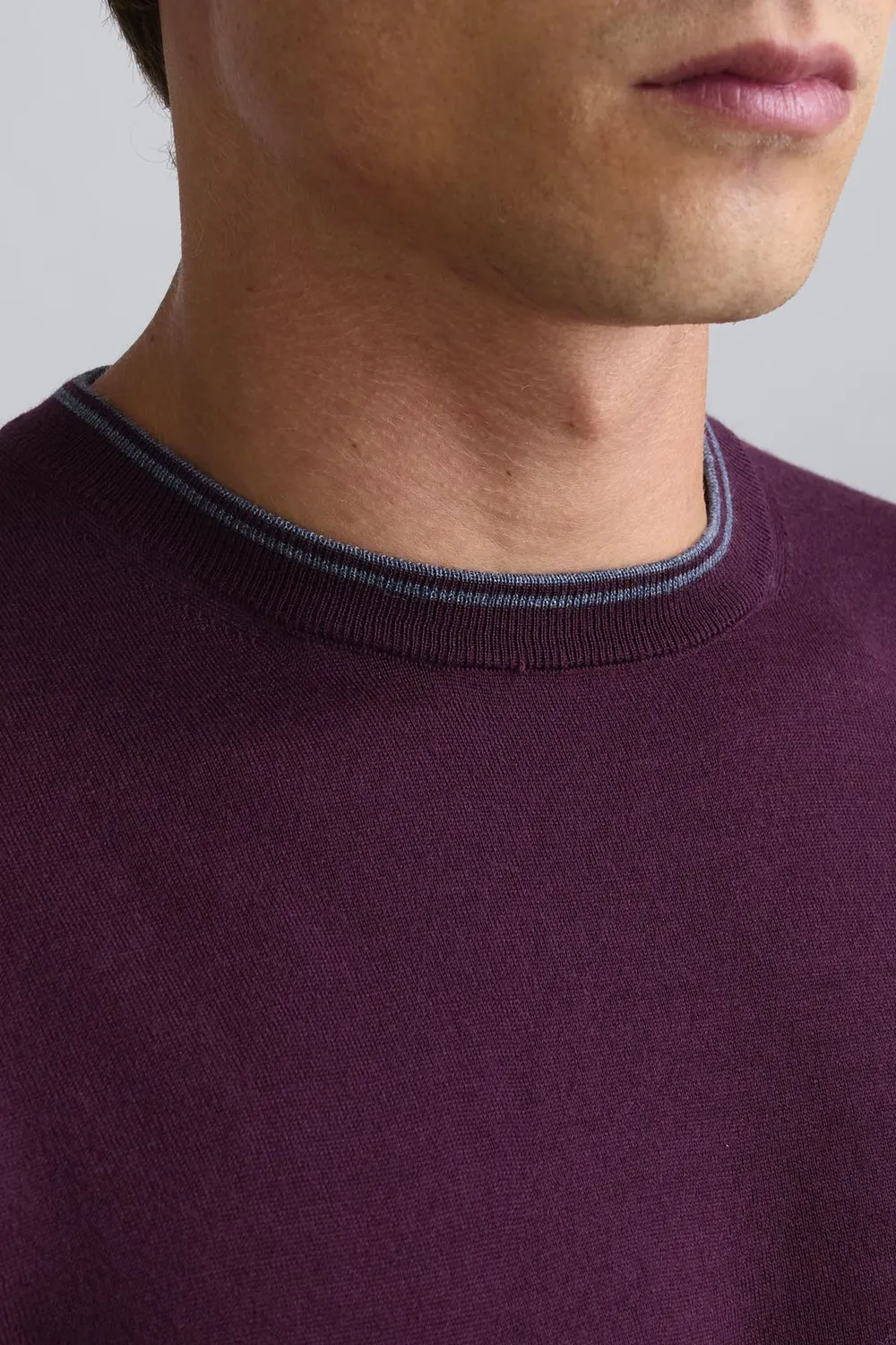 Jeckerson Girocollo Pullover Herren violett Wolle Rundhals