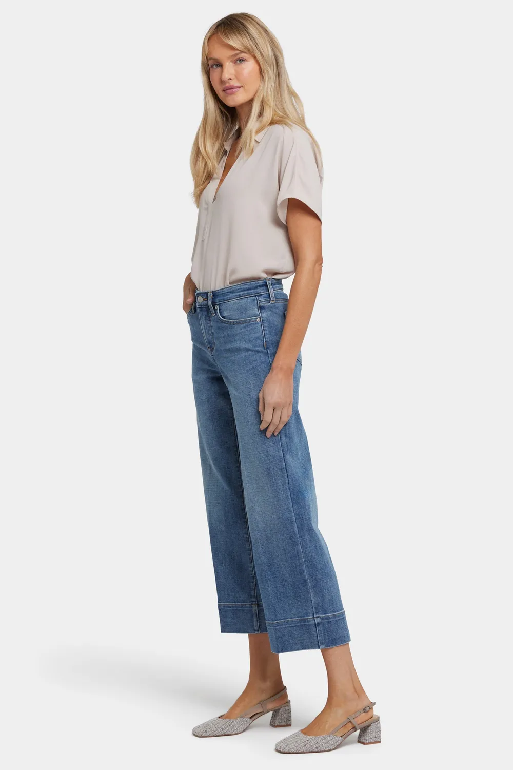 NYDJ Teresa Wide Leg Ankle Jeans Majorca Bay mittelblau