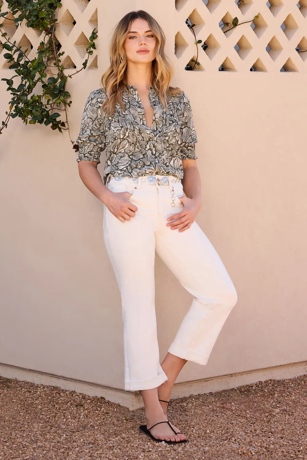 NYDJ Bailey Relaxed Straight Crop Jeans Vintage White