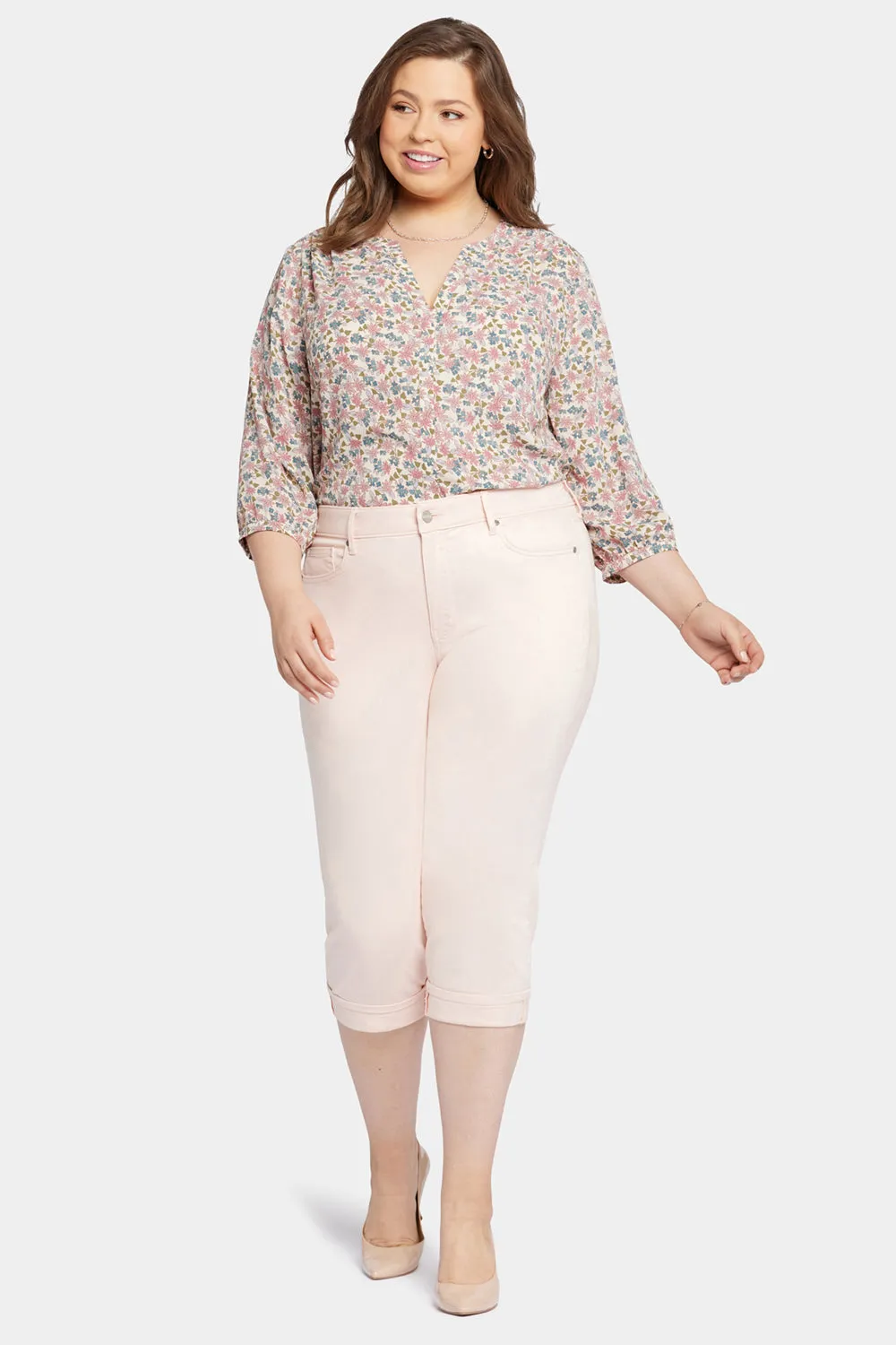 NYDJ Marilyn Straight Crop-Jeans Pink Dusk Plus Size