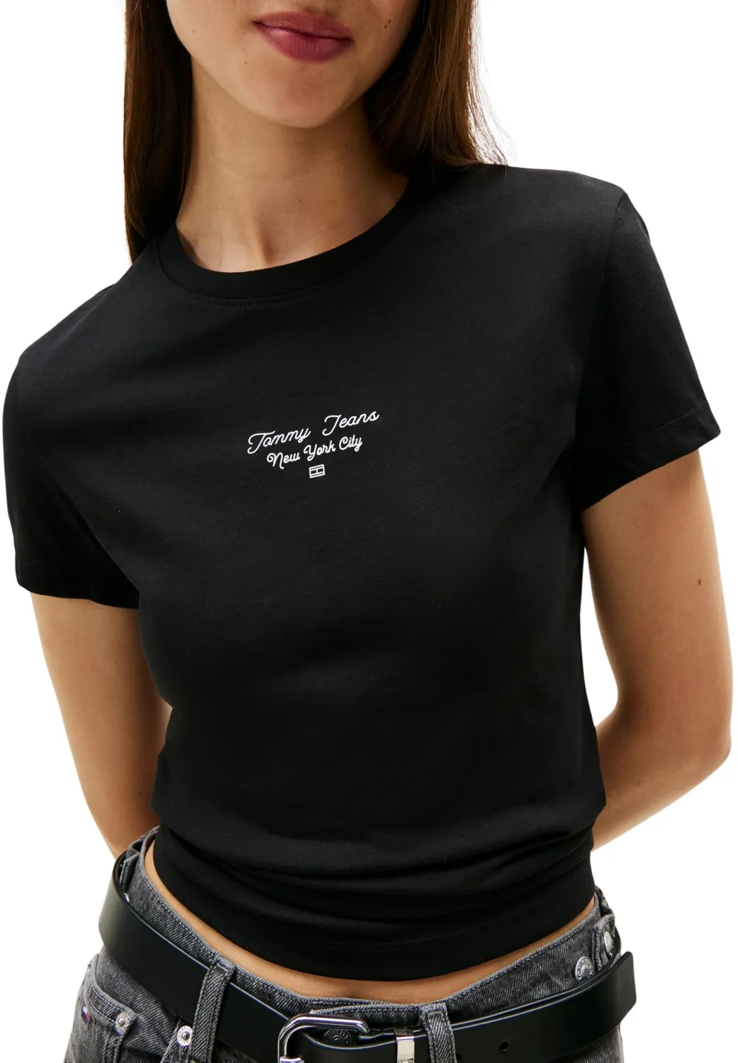 Tommy Jeans Slim Logo Tee T-Shirt Damen XL schwarz slim