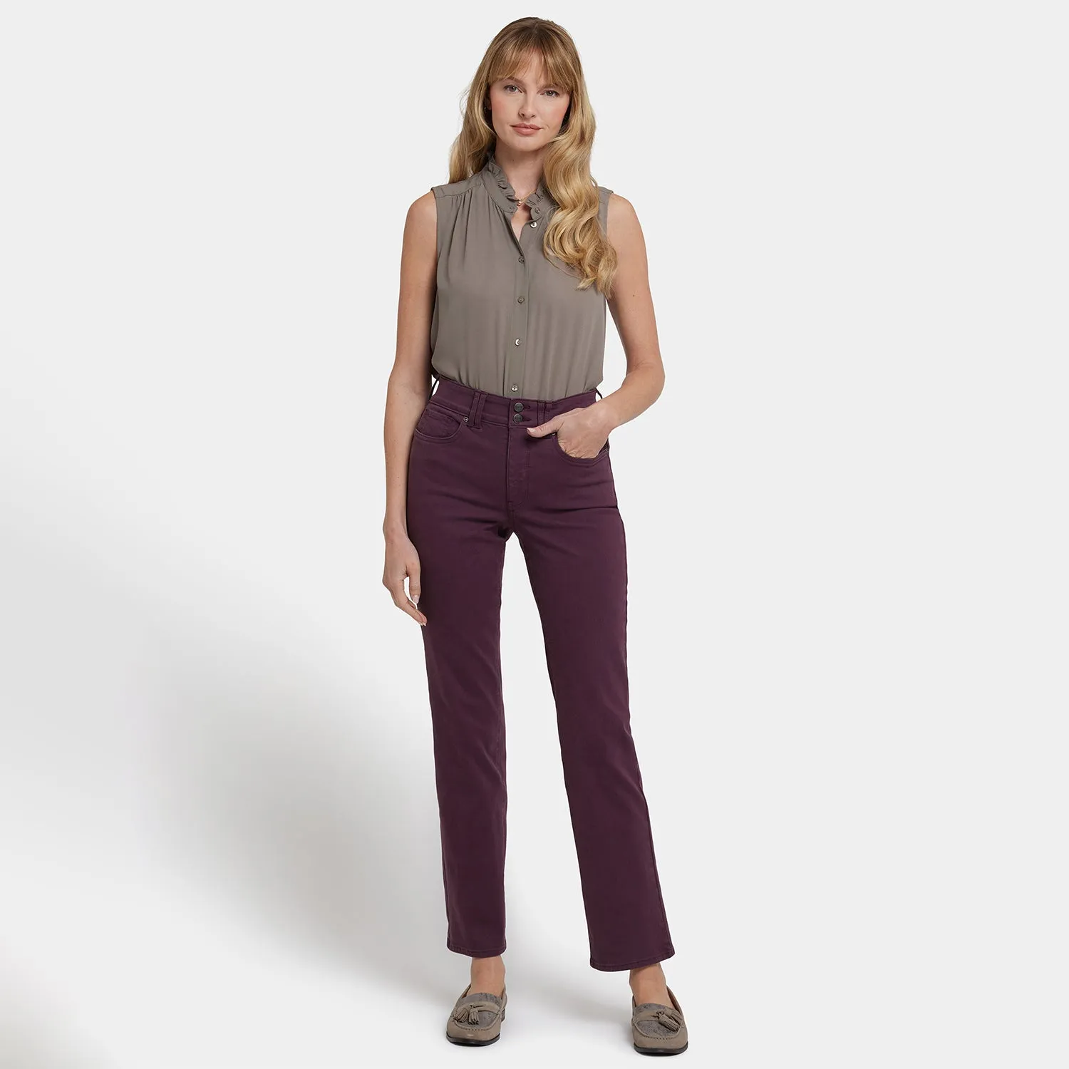 NYDJ Marilyn Straight Jeans Fig High Rise mit Weitbund