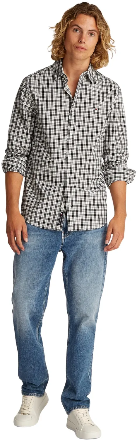 Tommy Jeans TJM Reg Poplin Check DM0DM20885 Hemd M Schwarz-Karo