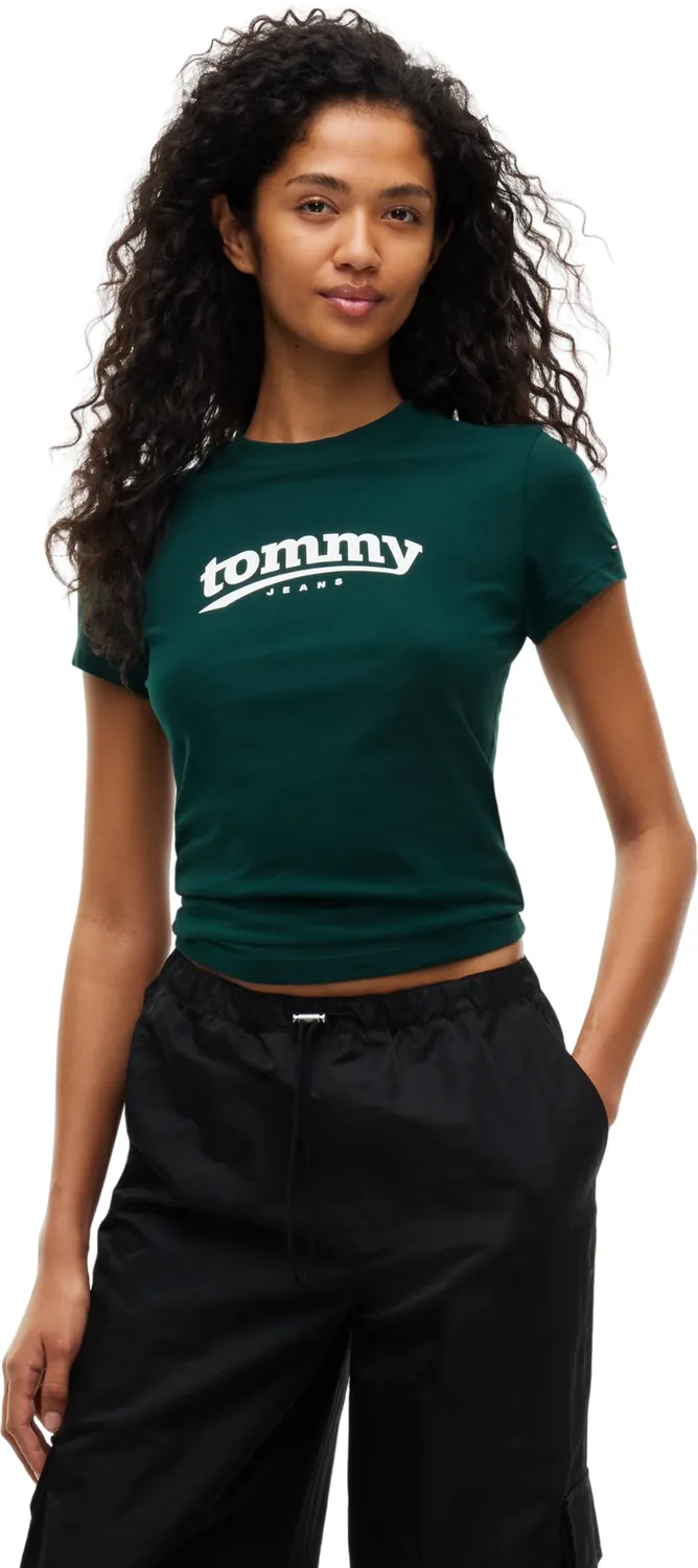 Tommy Jeans Slim ESS Logo Kurzarmshirt Baumwolle