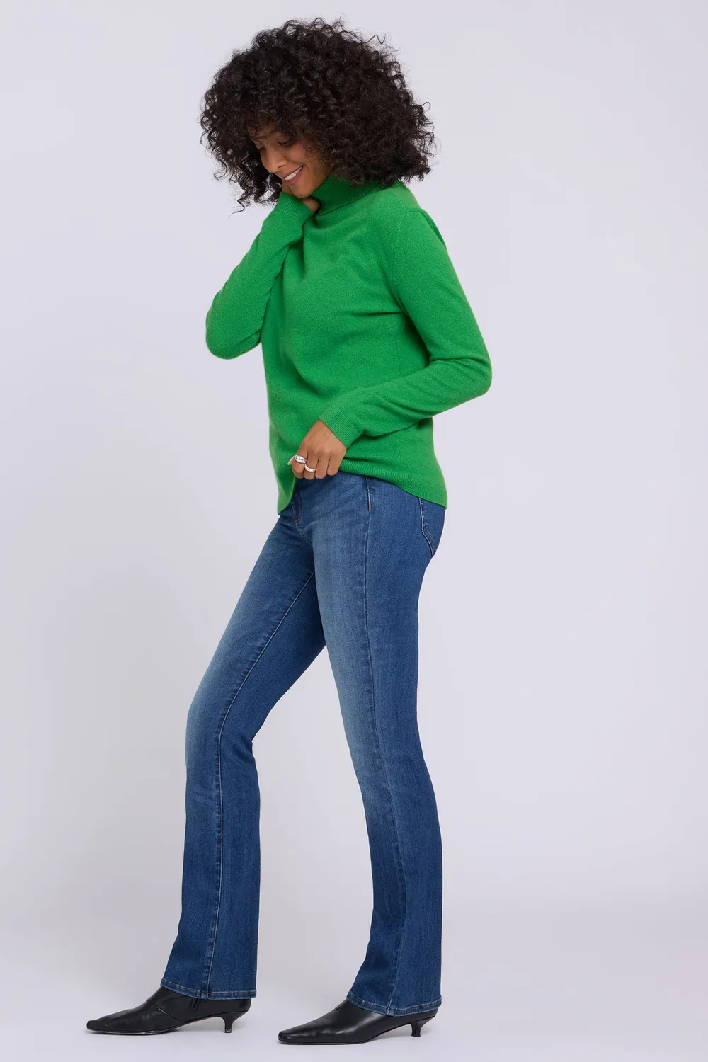 NYDJ Cashmere Essential Turtleneck Sweater Rolli Fern Kaschmir