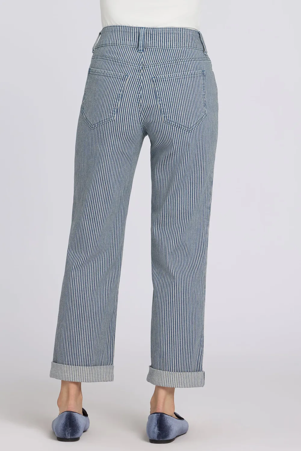 NYDJ Bailey Relaxed Straight Crop Jeans Petite Malaga Stripe High Rise