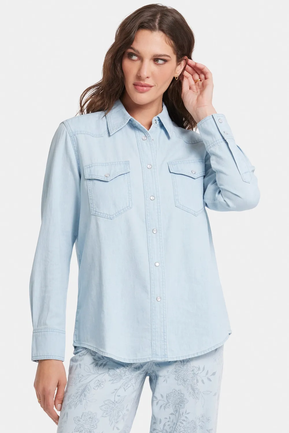NYDJ Classic Jeanshemd Icy Lagoon Hellblau