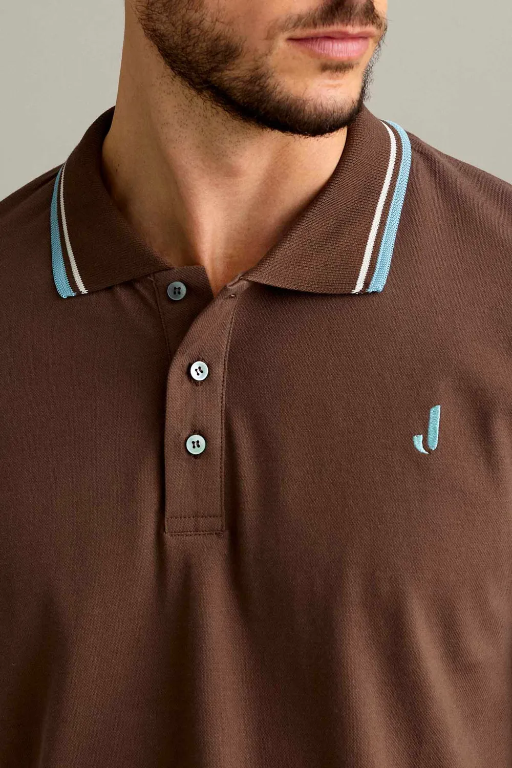 Jeckerson Polo kurzarm nussbraun Piquet Baumwolle
