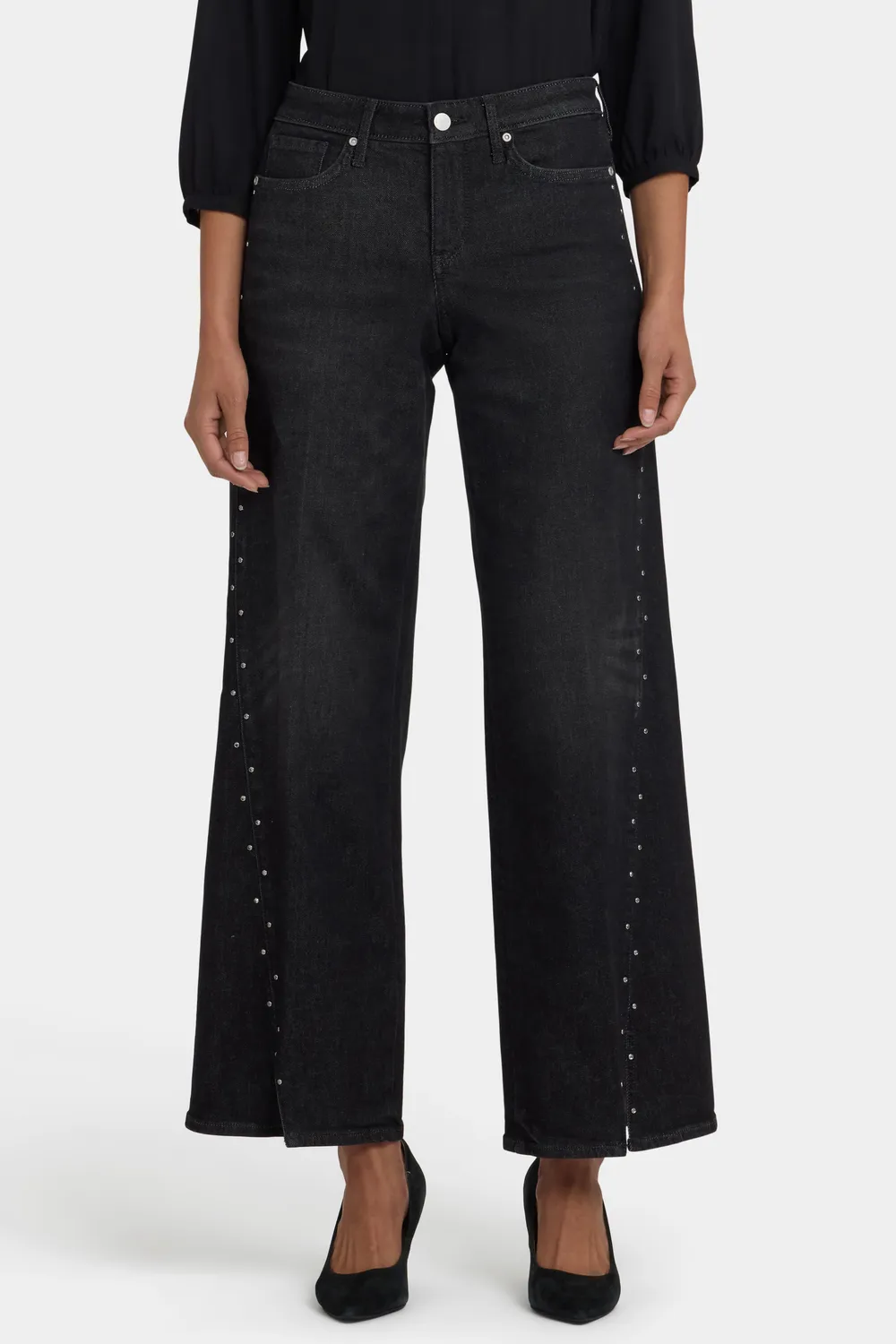 NYDJ Teresa Wide Leg Jeans French Nightfall Strass