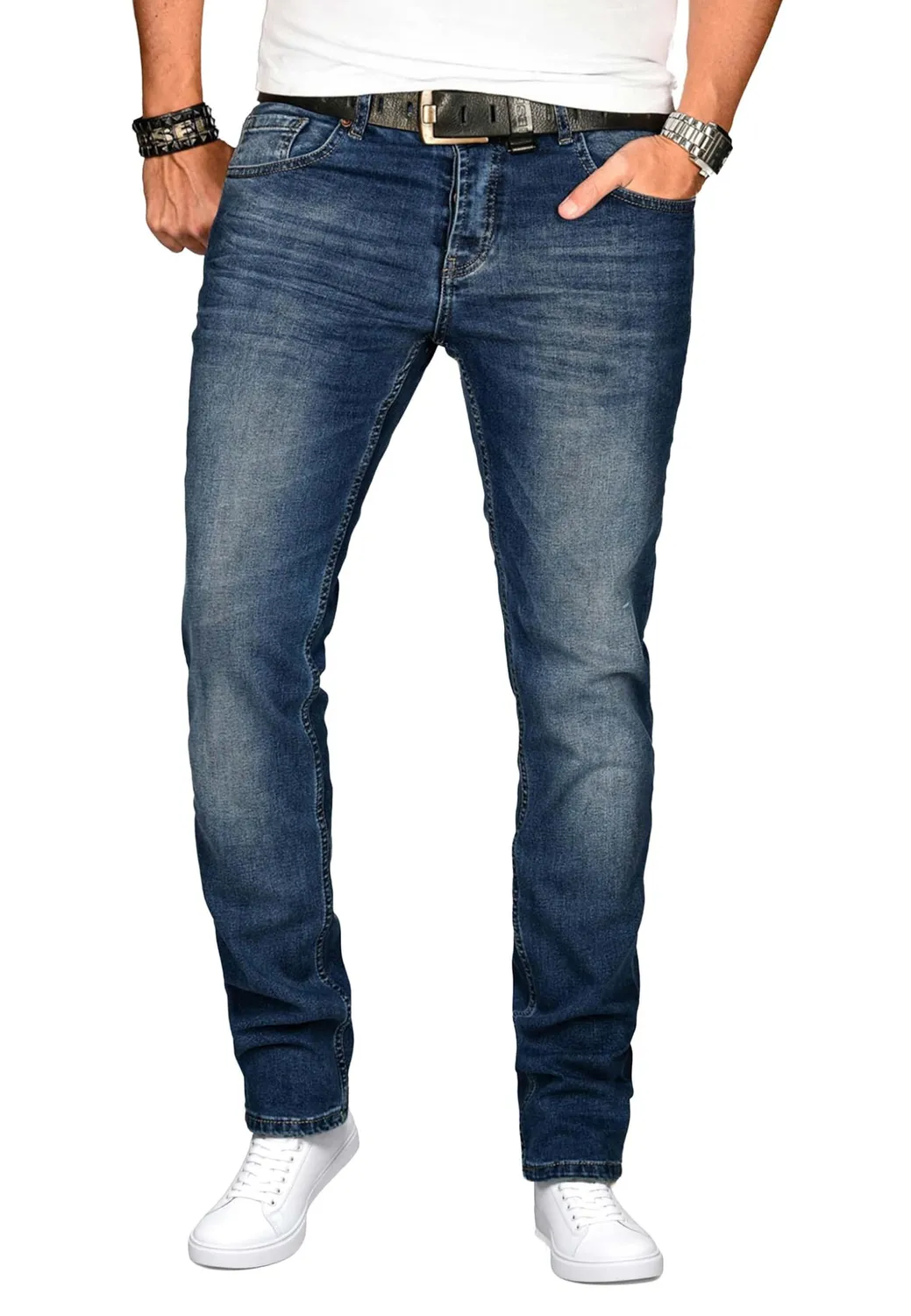 Alessandro Salvarini Slim Fit Stretch-Jeans Blau Washed