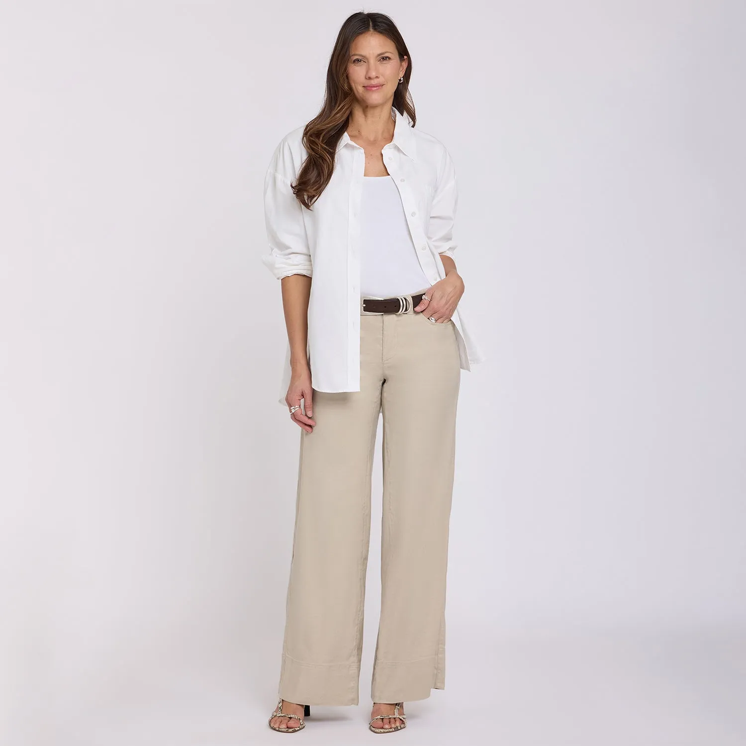 NYDJ 5 Pocket Wide Leg Stoffhose Feather Stretch-Leinen
