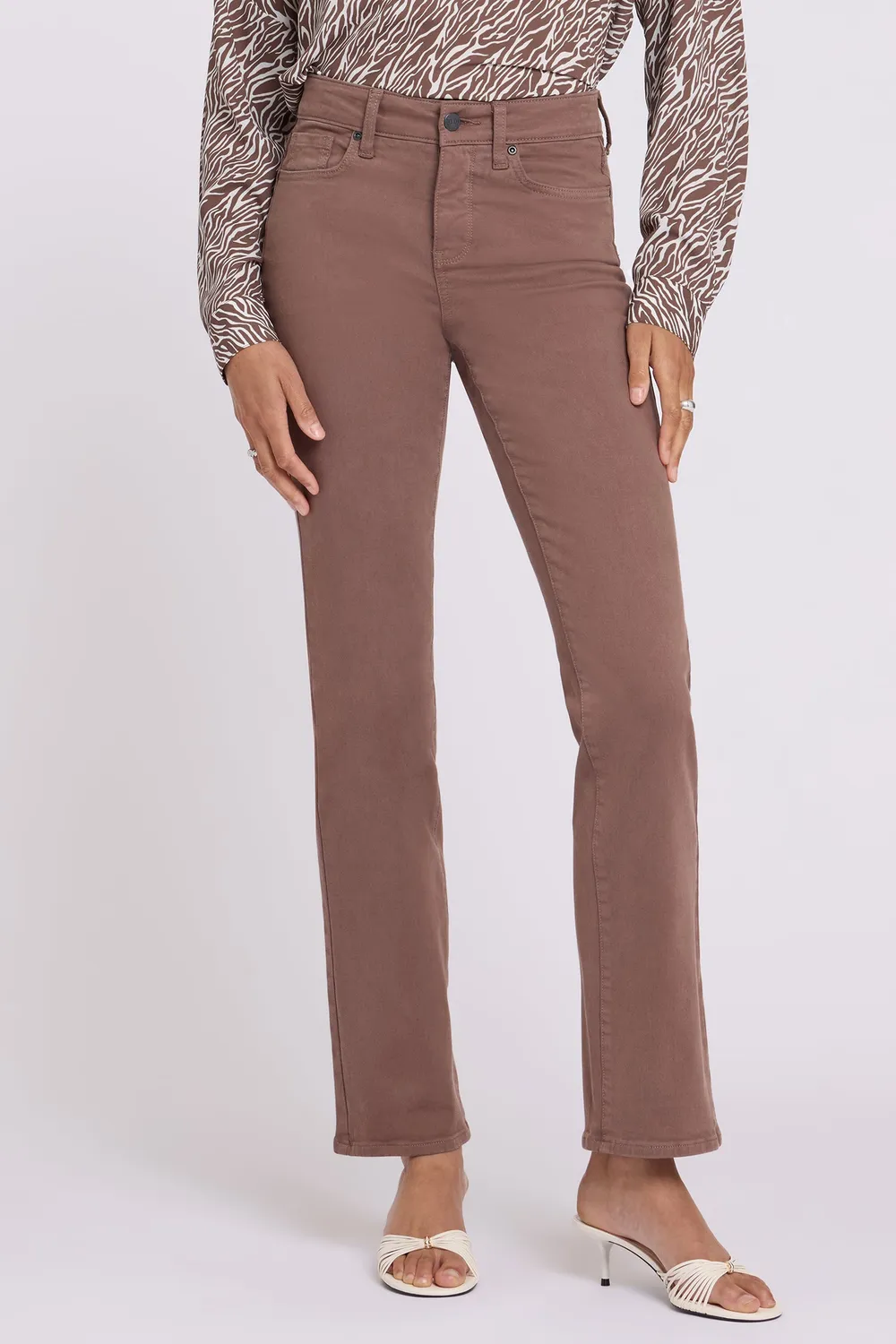 NYDJ Marilyn Straight Jeans Deep Taupe Mid Rise