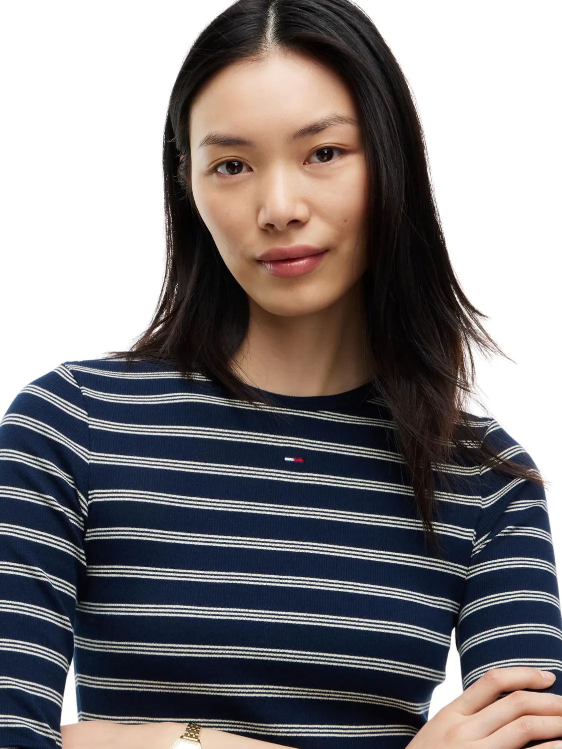 Tommy Jeans Slim Essential Rib Longsleeve L gestreift