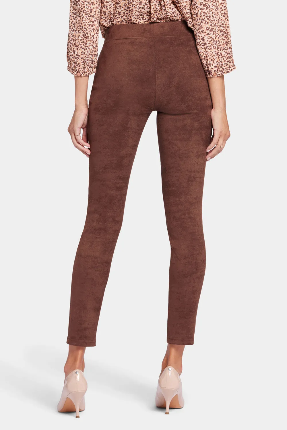 NYDJ Basic Legging Hose Dunkelbraun Wildlederoptik