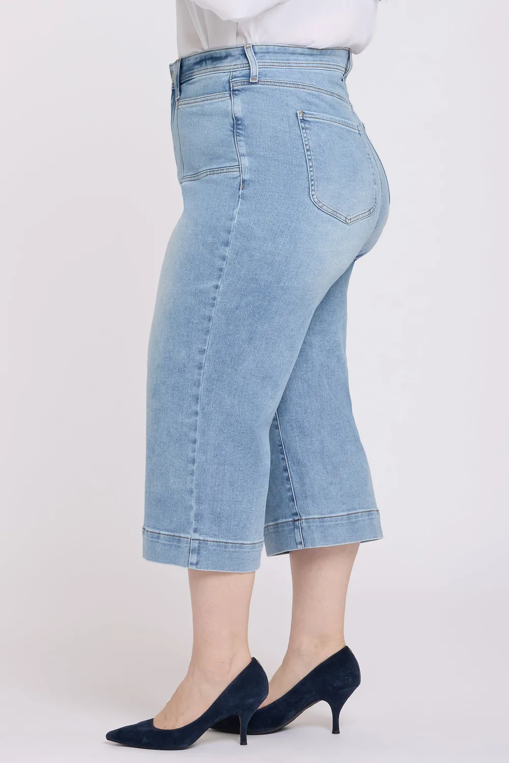 NYDJ Brigitte Wide Leg Capri Jeans Plus Size Mist Springs blau