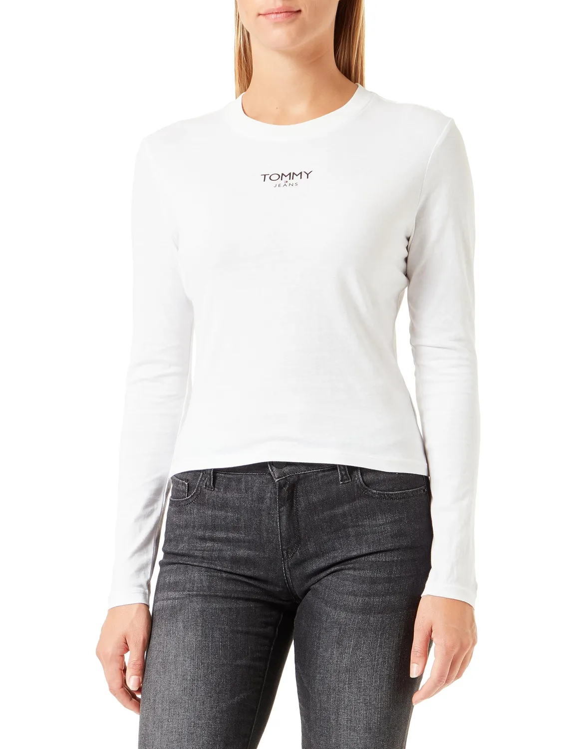 Tommy Jeans TJW Essential Logo Langarmshirt Damen S schwarz
