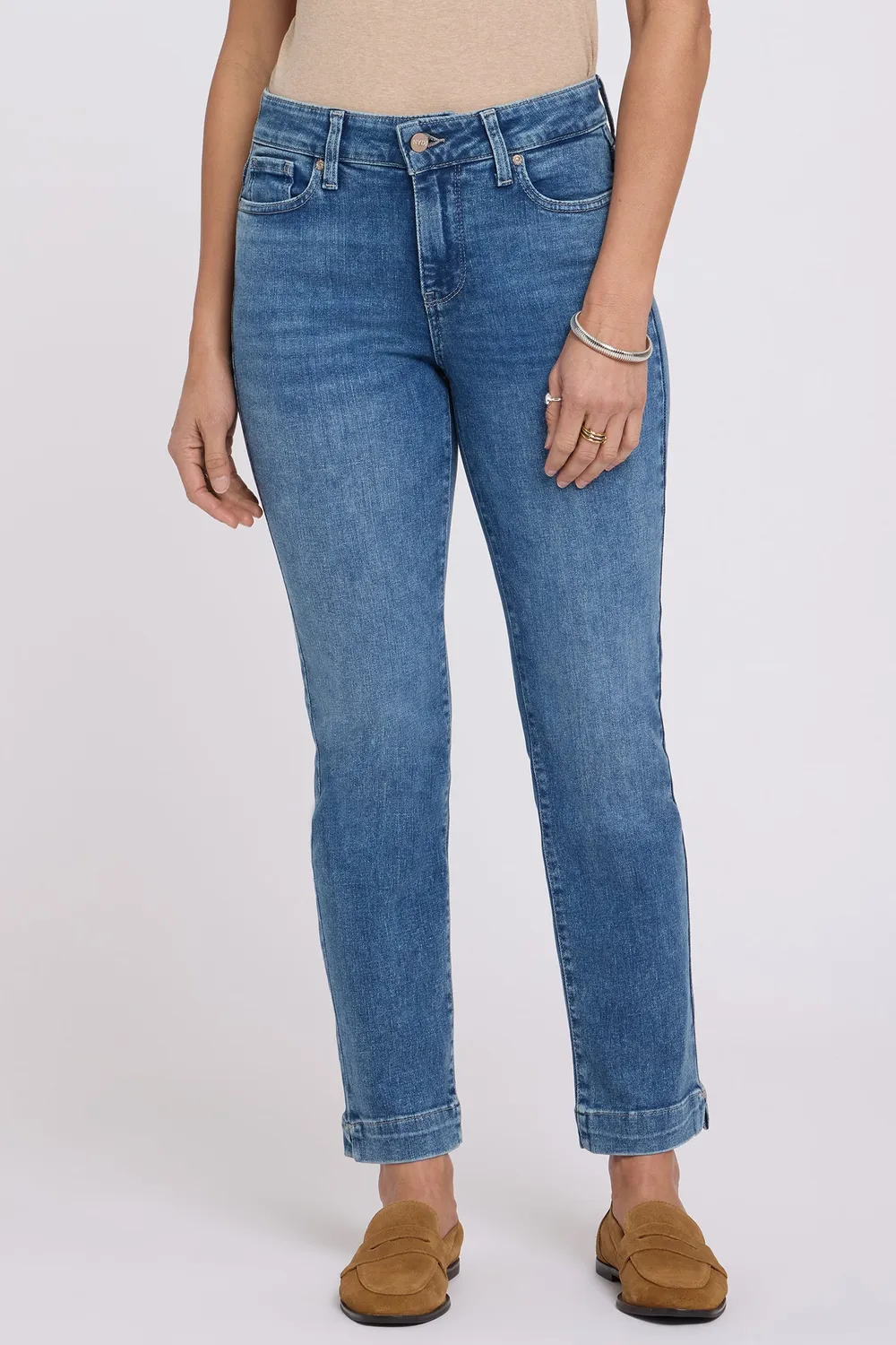 NYDJ Sheri Slim Straight Ankle Jeans Petite Breezy Palms