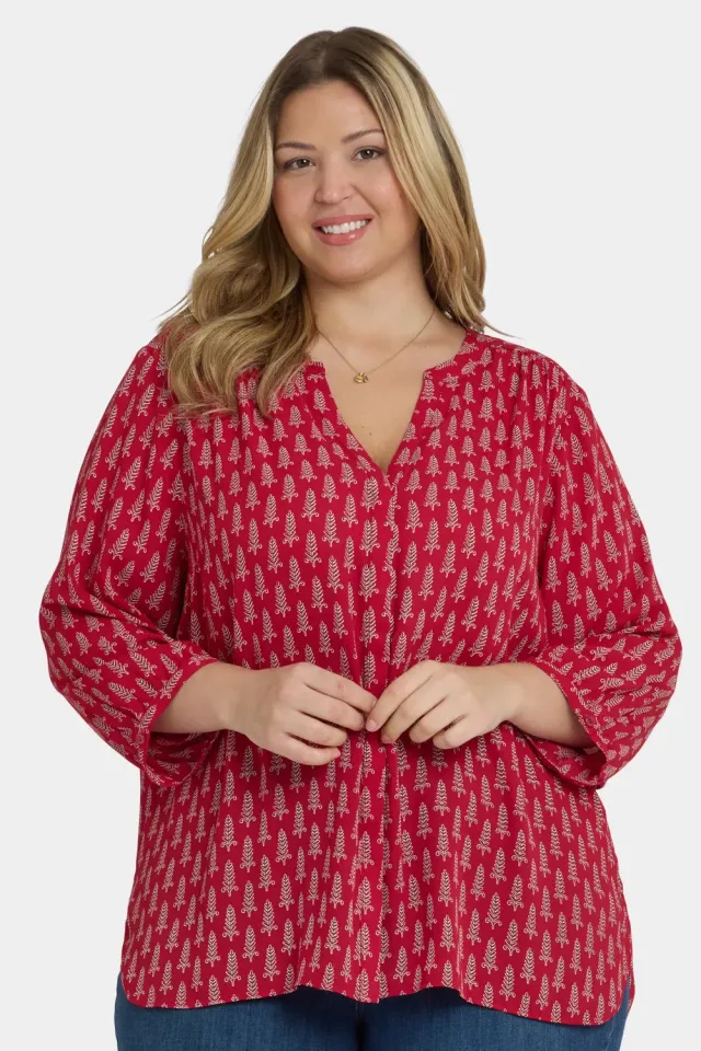 NYDJ Pintuck Plus Size Bluse 3/4-Arm Jacqueline