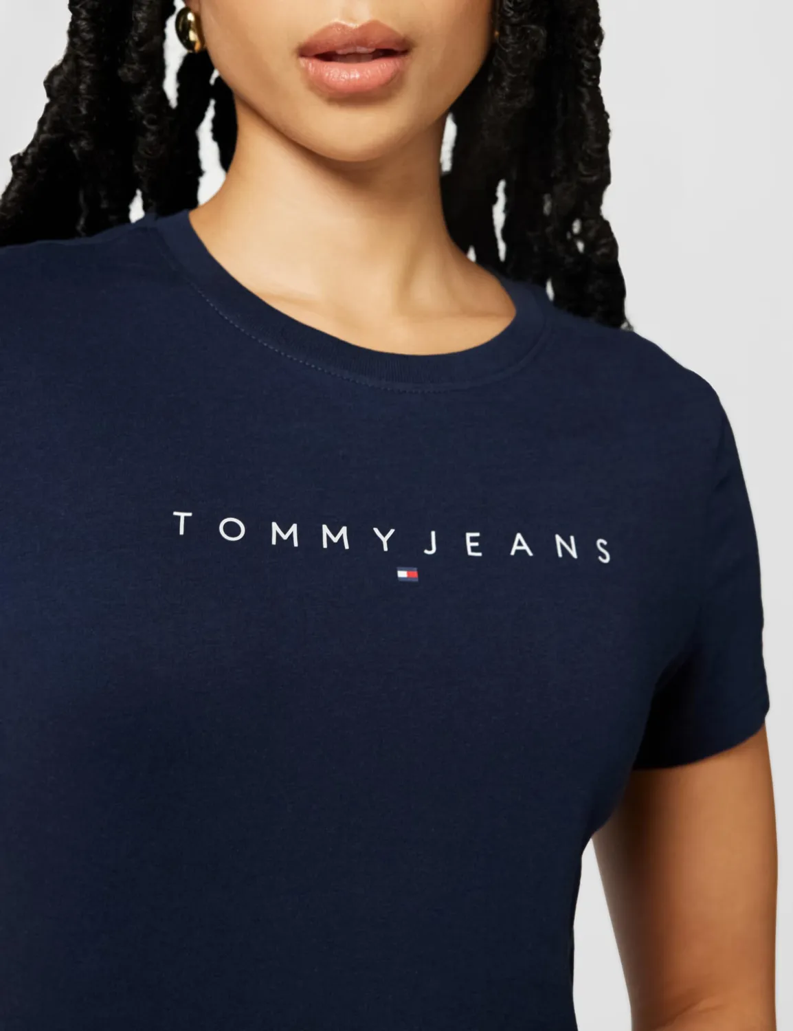 Tommy Jeans Damen T-Shirt Linear Slim Fit Kurzarm